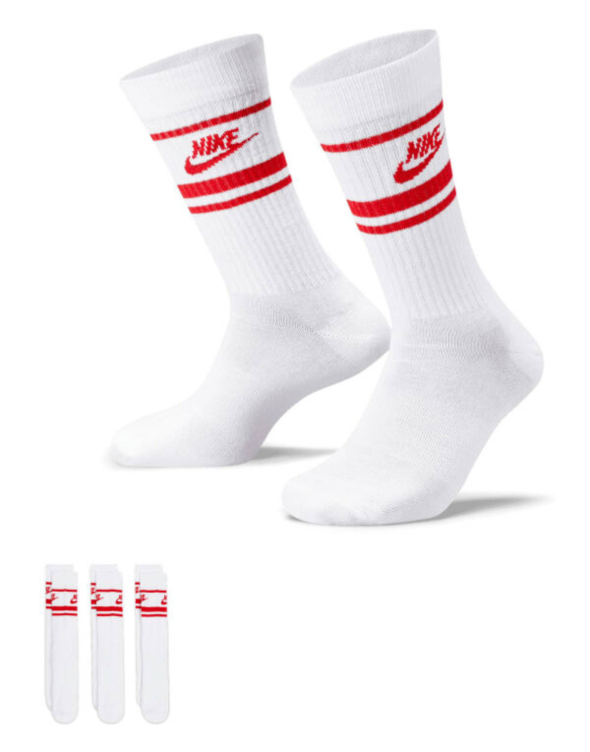 DX5089 Nike Sportswear Everyday Essential Crew Socks 3PR White/Red