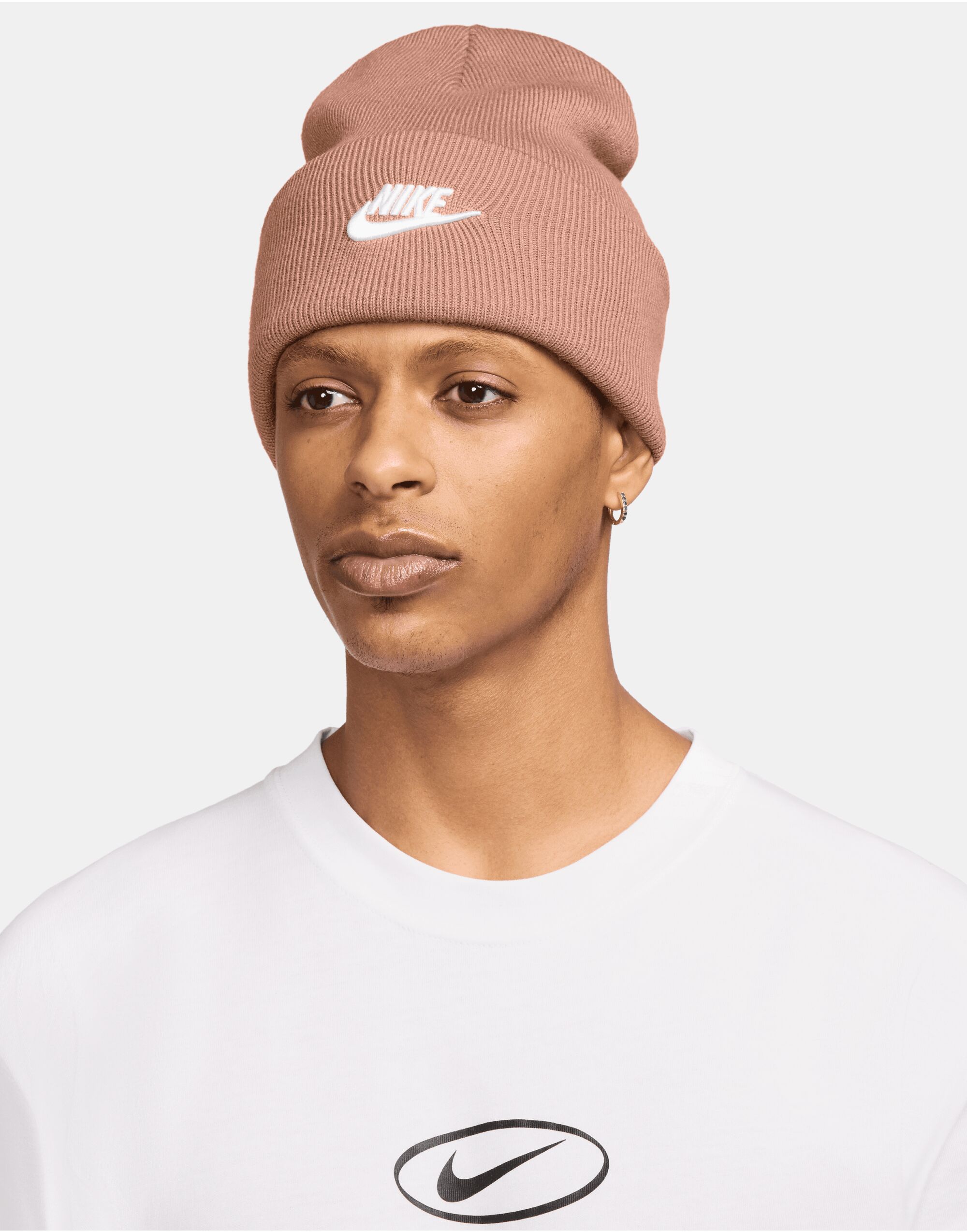 HF0186 Futura Peak Beanie Rose Gold/White