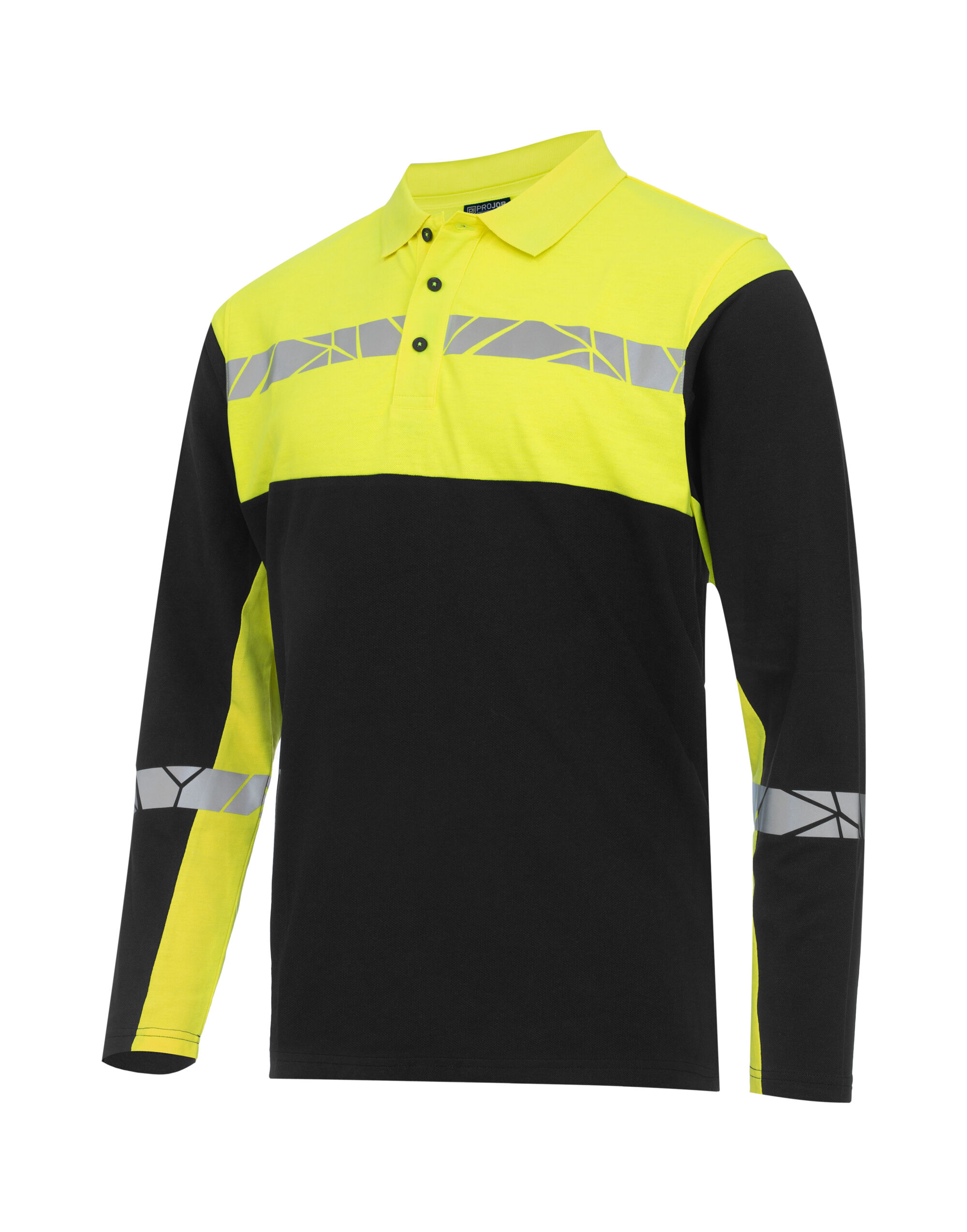 PJ647004 Progression 7004 Long Sleeve Pique Polo Black/Yellow
