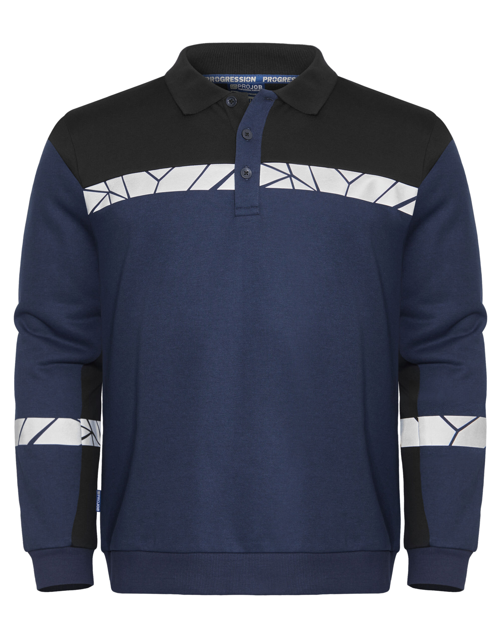 PJ647100 Progression 7100 Long Sleeve Polo Sweatshirt Navy/Black