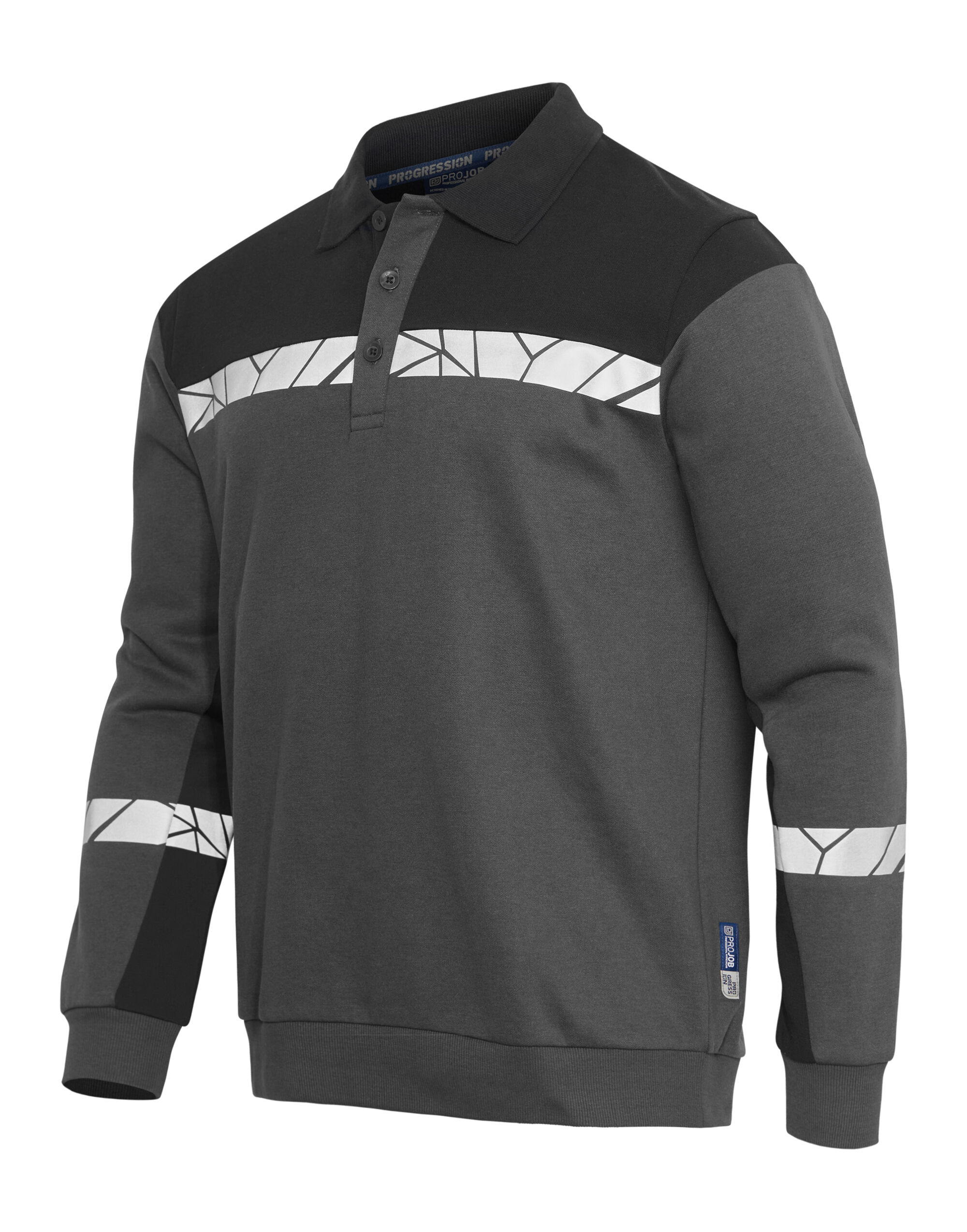 PJ647100 Progression 7100 Long Sleeve Polo Sweatshirt Grey/Black