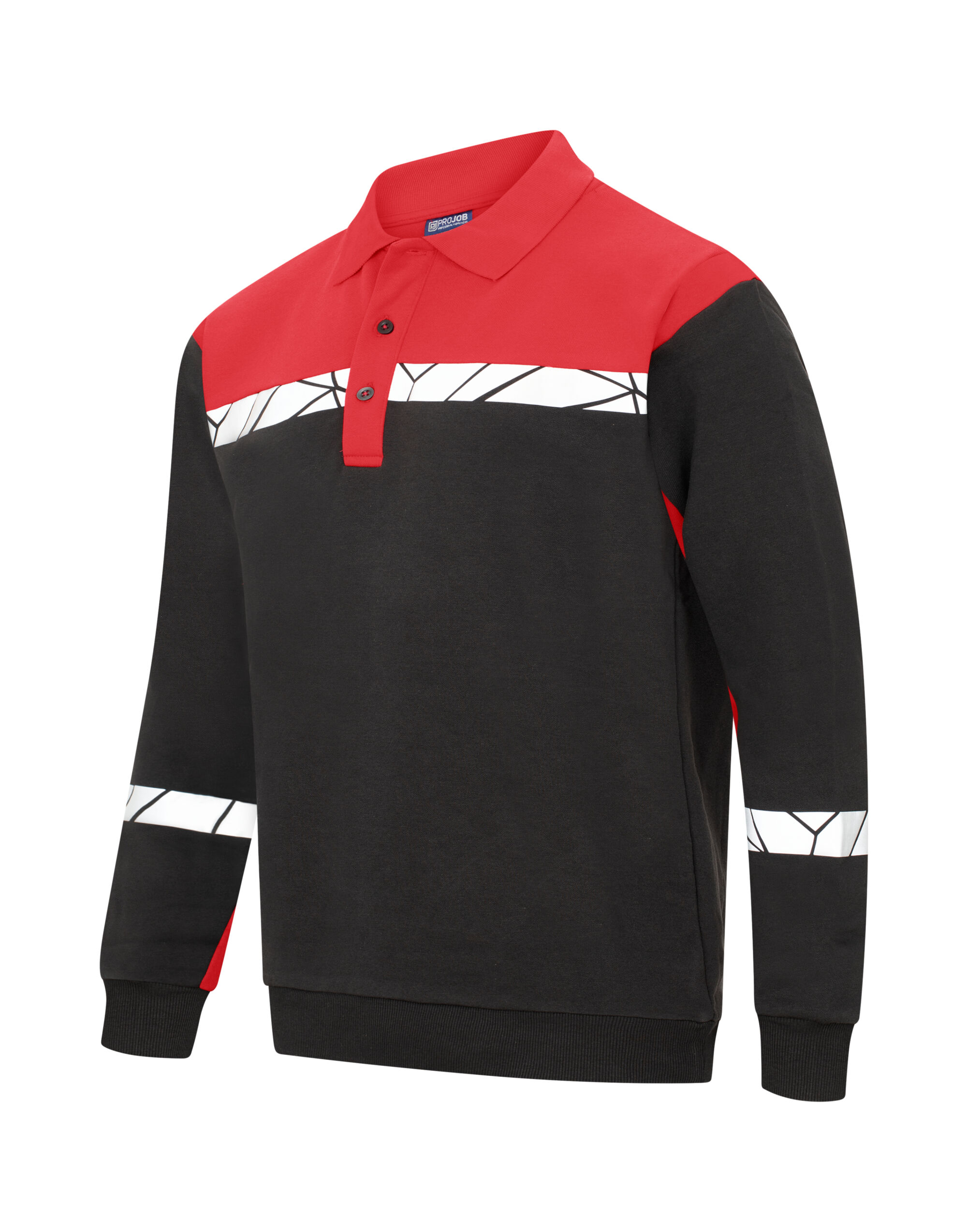 PJ647100 Progression 7100 Long Sleeve Polo Sweatshirt Black/Red