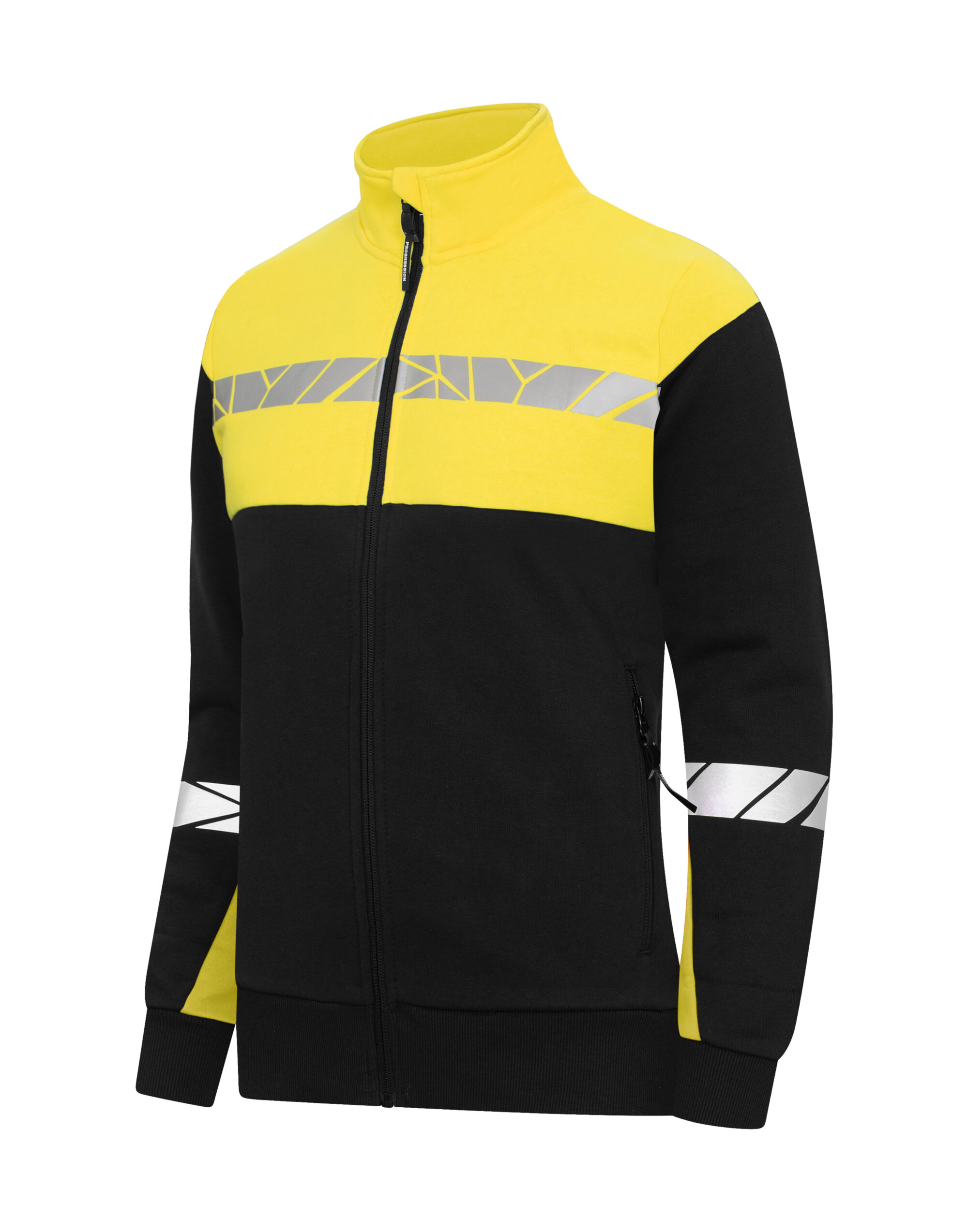 PJ647105 Progression 7105 Ladies Full Zip Sweatshirt Black/Yellow