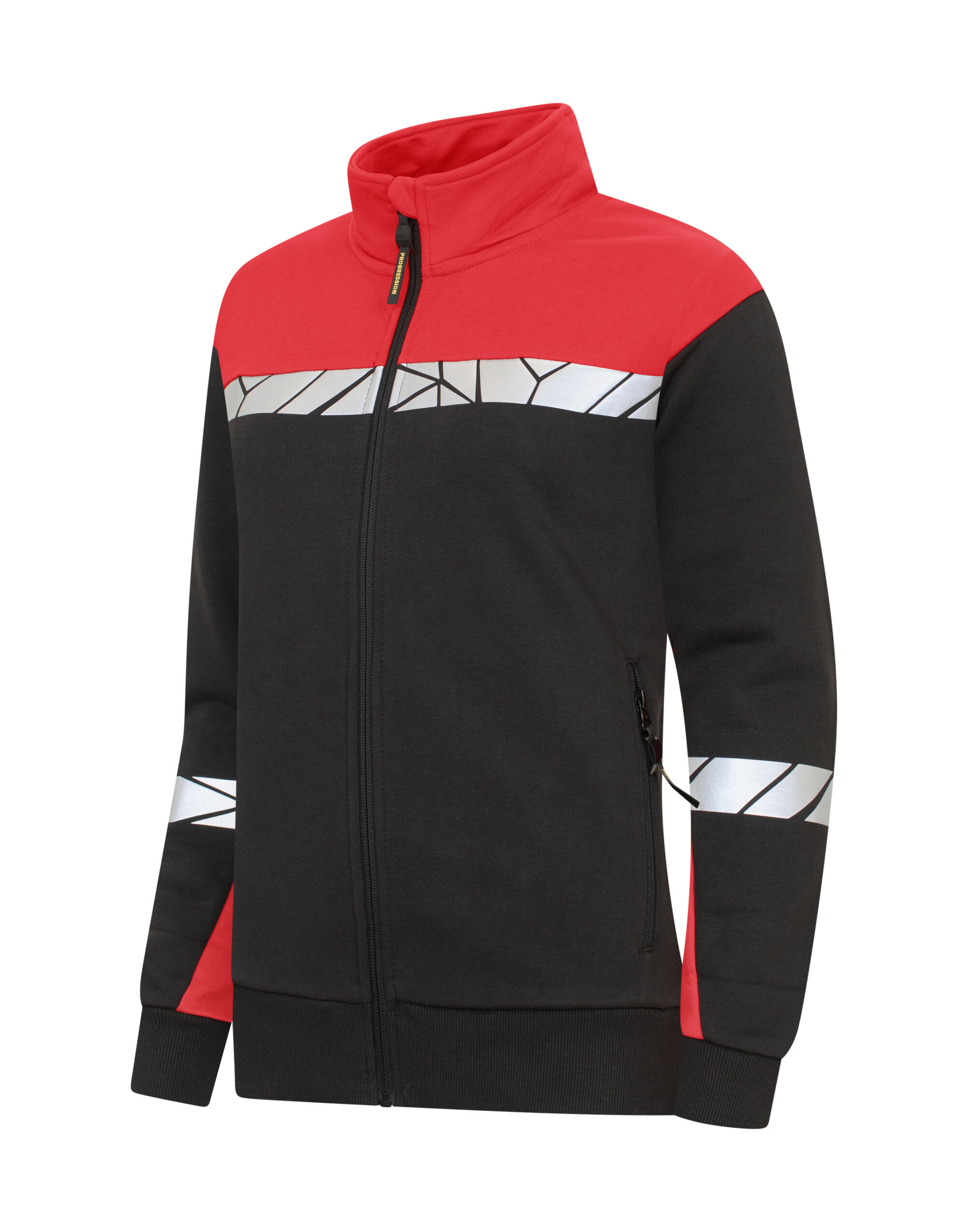 PJ647105 Progression 7105 Ladies Full Zip Sweatshirt Black/Red
