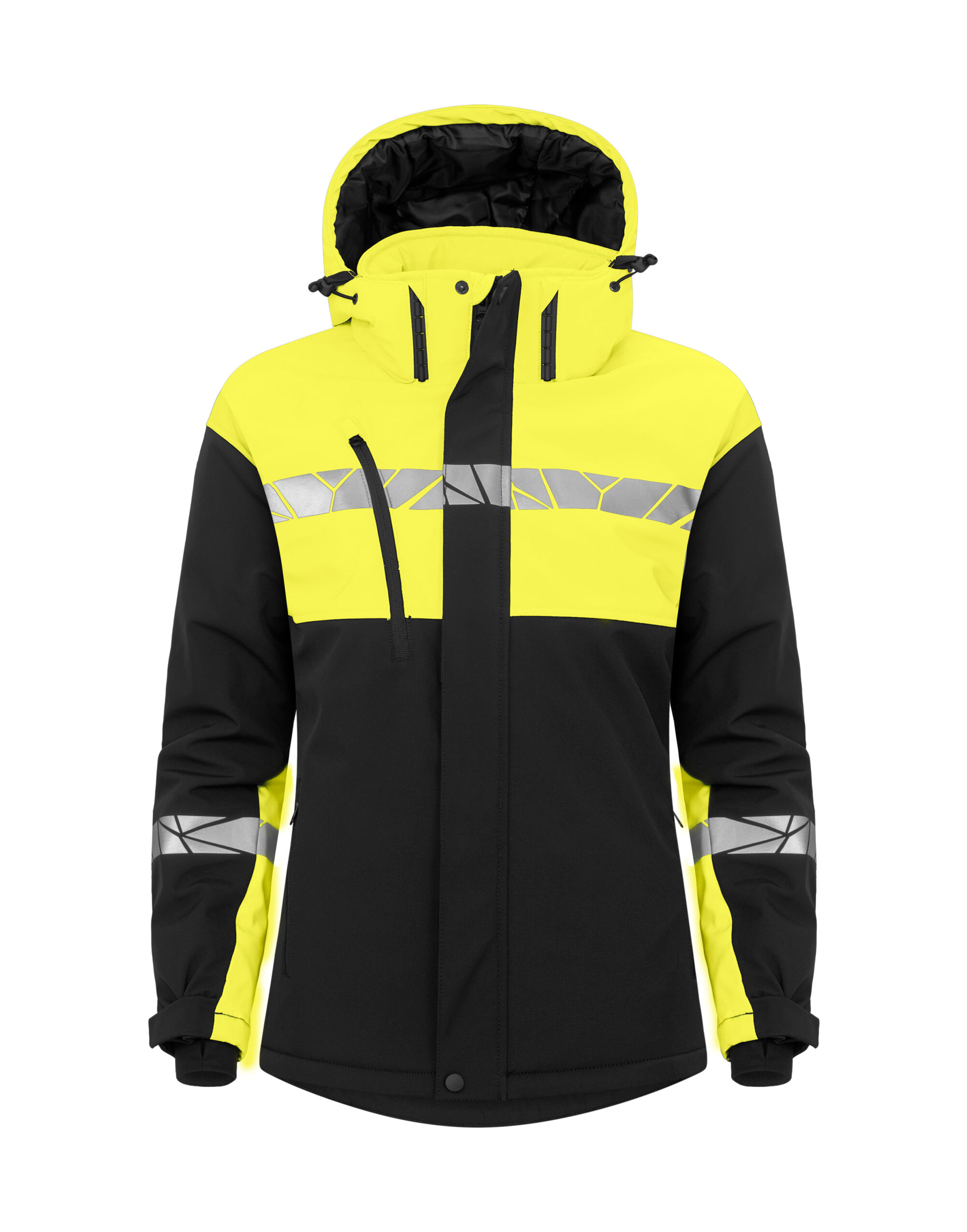 PJ647418 Progression 7418 Ladies Padded Softshell Jacket Black/Yellow
