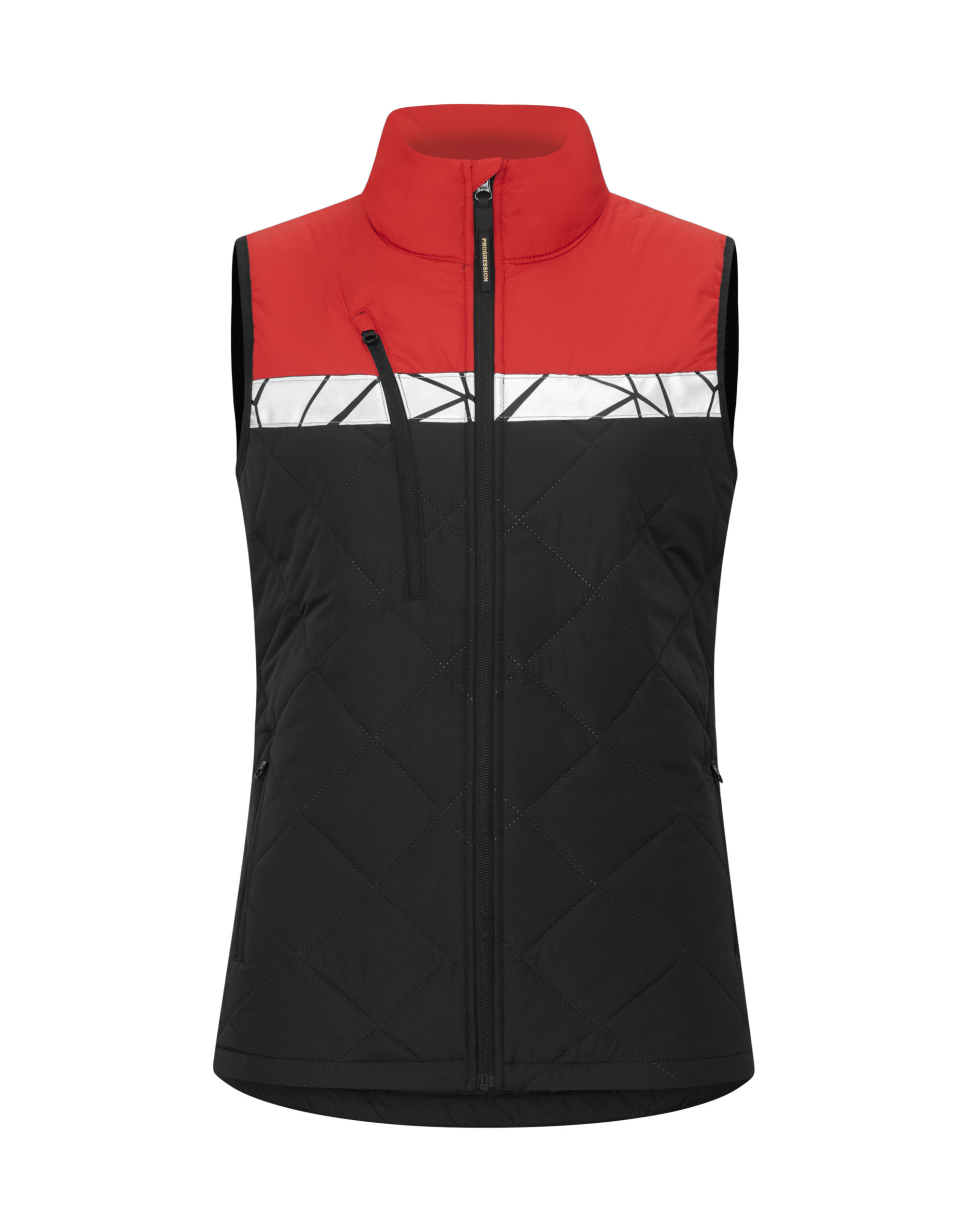PJ647701 Progression 7701 Ladies Quilted Vest Black/Red