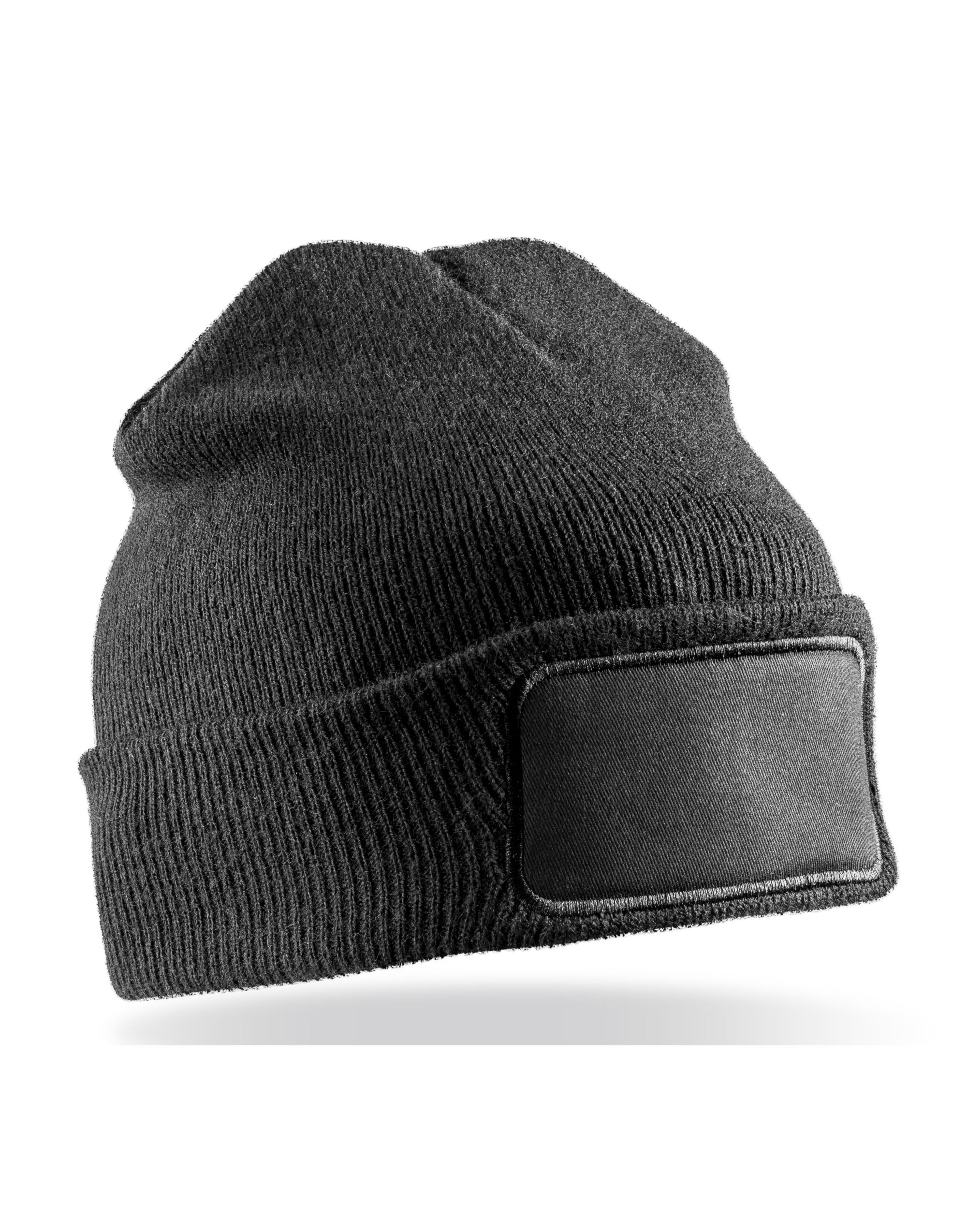 RC927X Recycled Double Knit Printers Beanie Black