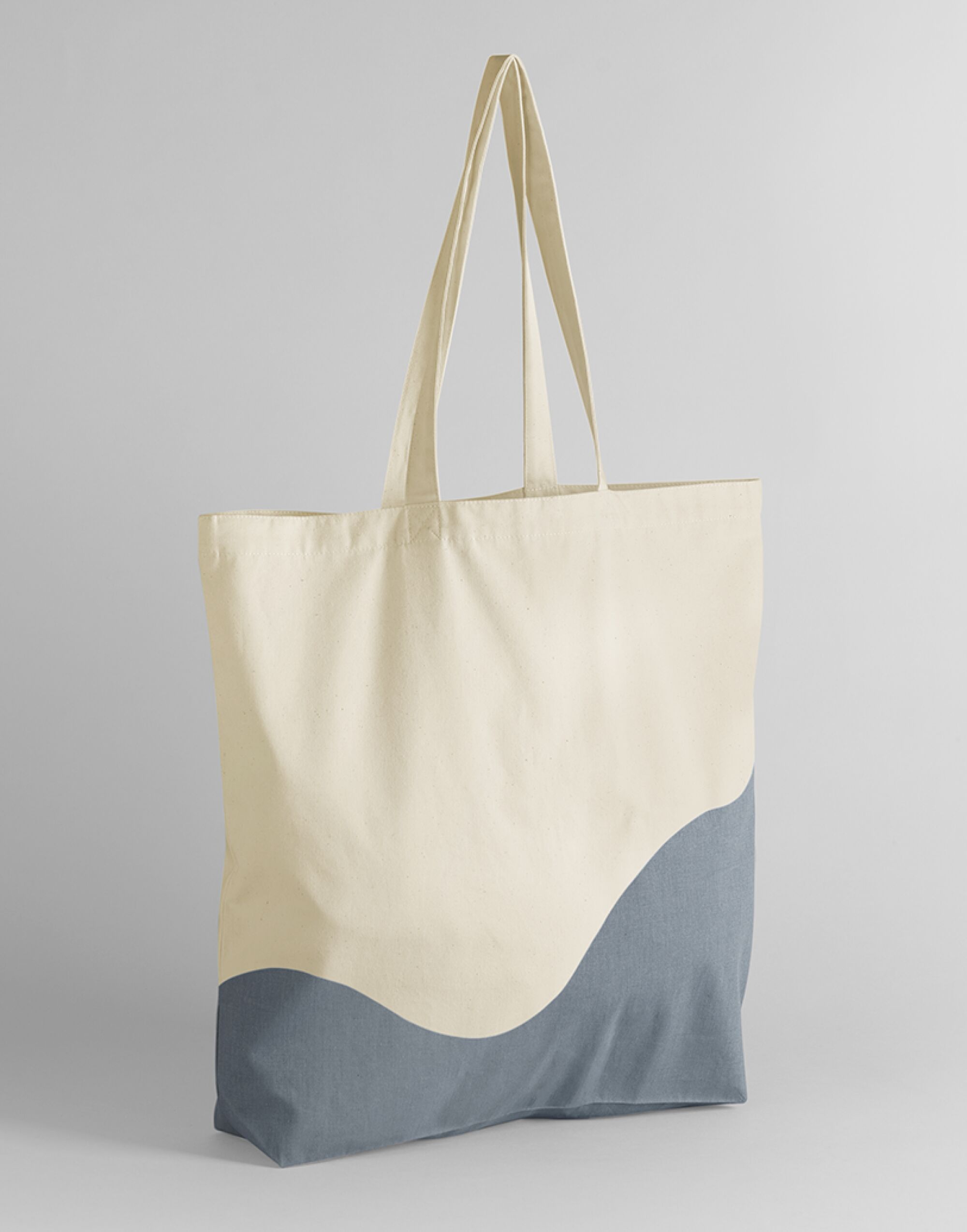 W235 Wave Print Maxi Tote Natural/Blue Grey