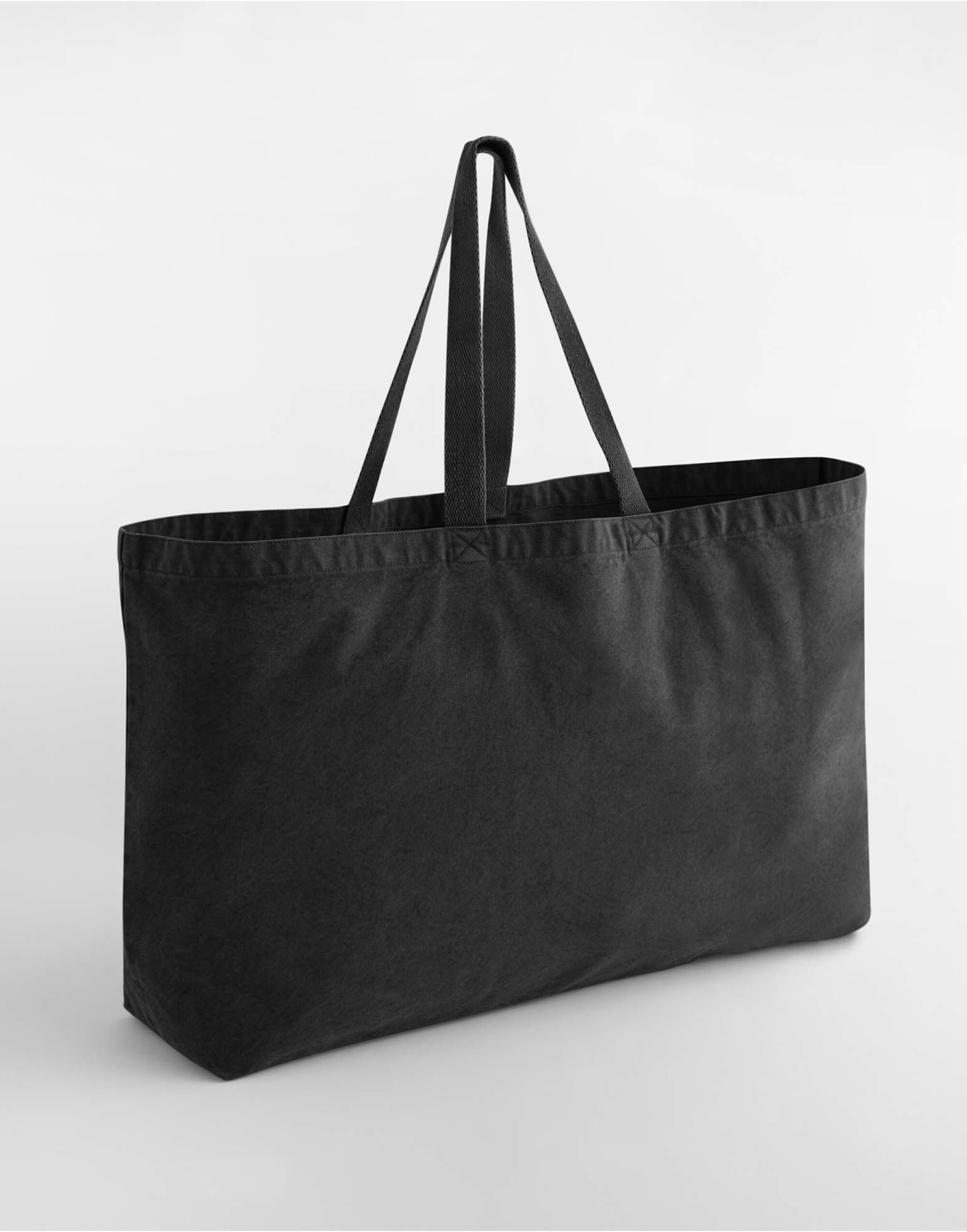 W348 Garment Dyed Oversized Tote Bag Vintage Black