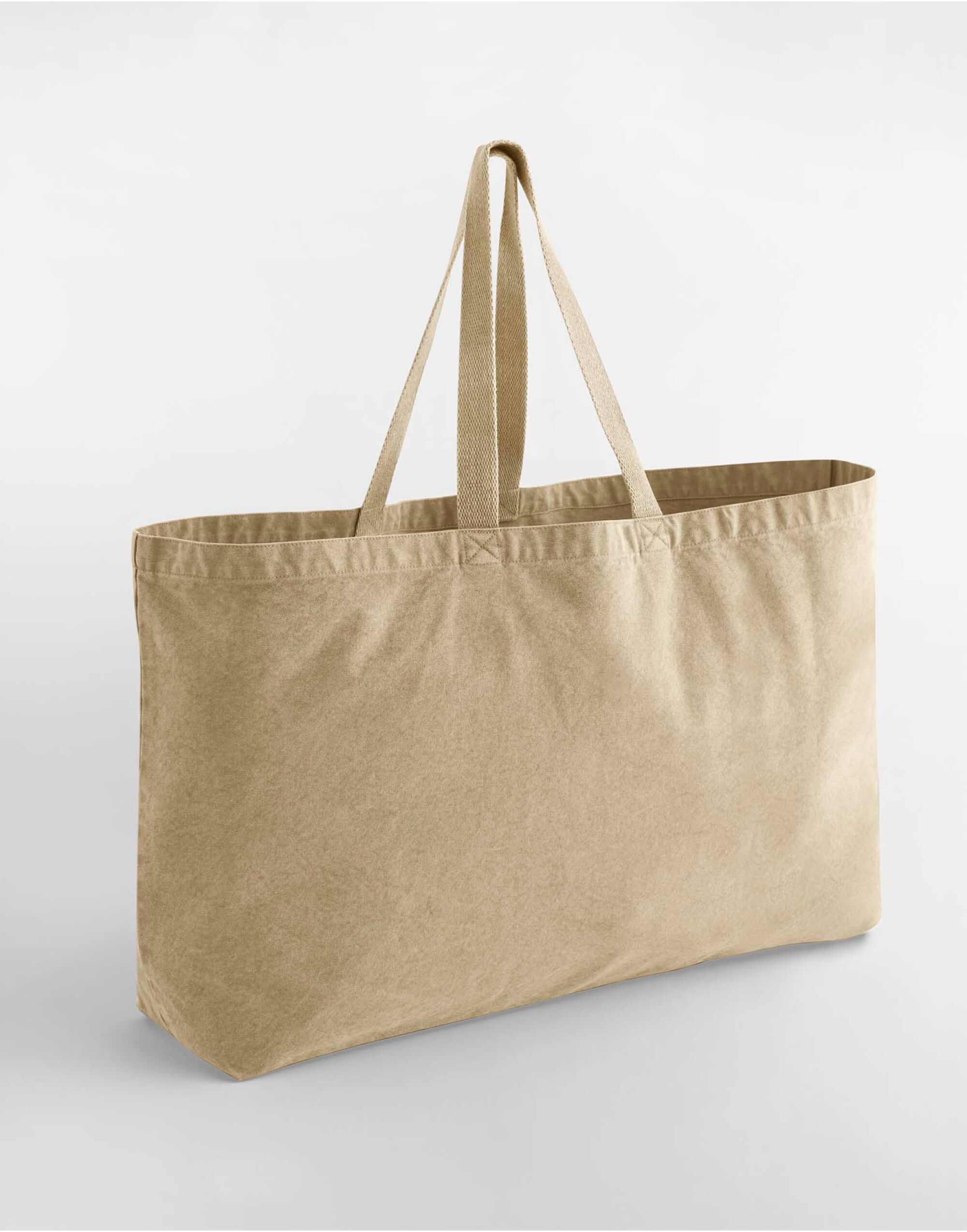 W348 Garment Dyed Oversized Tote Bag Vintage Sand