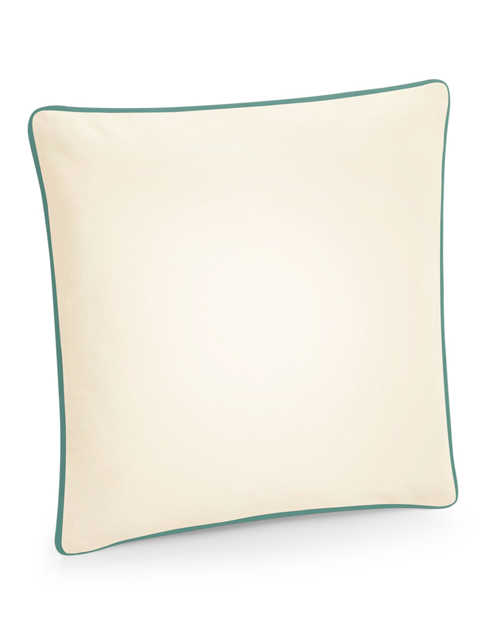 W355 Fairtrade Cotton Piped Cushion Cover Natural/ Sage Green