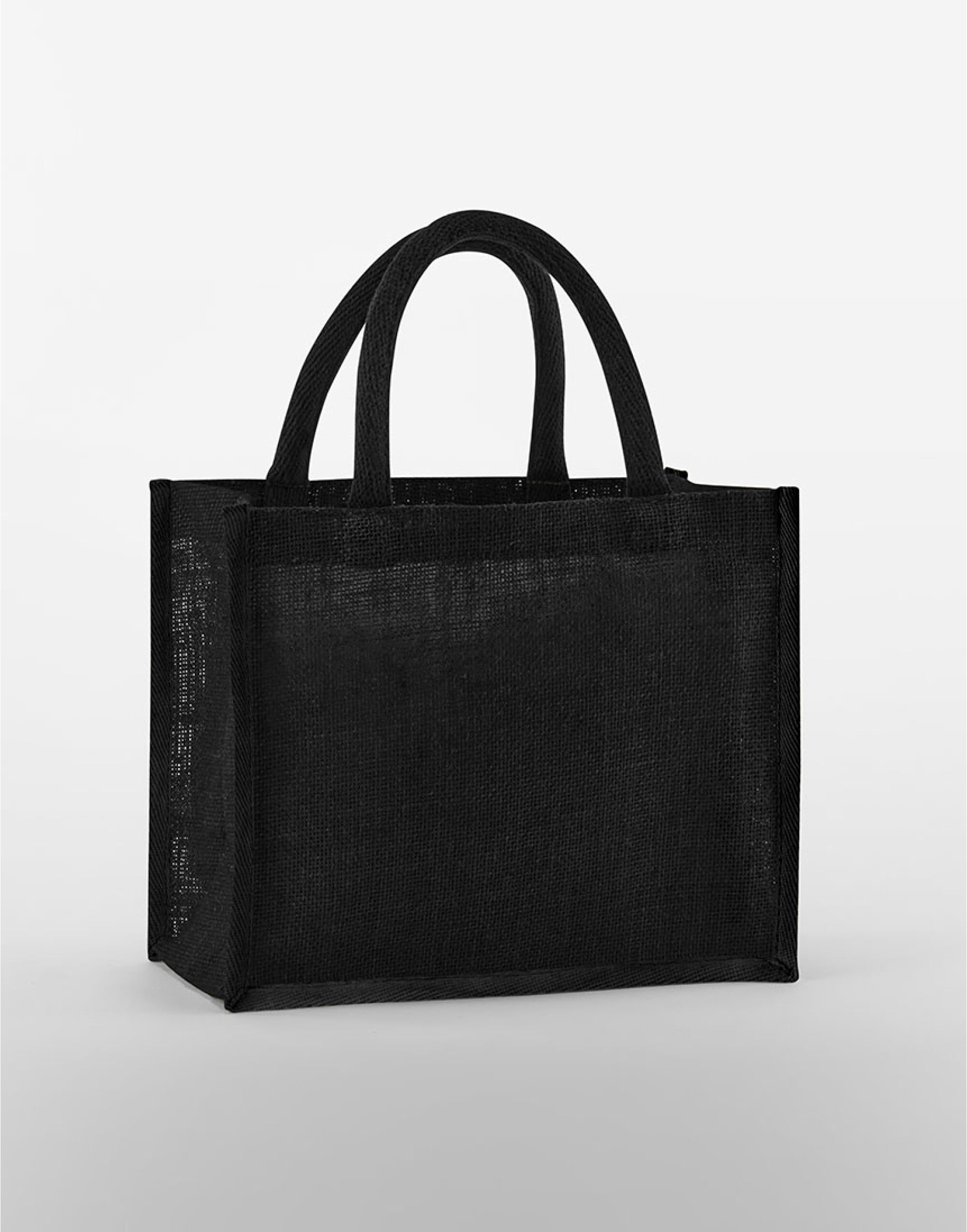 W473 Natural Starched Jute Midi Tote Black/Black