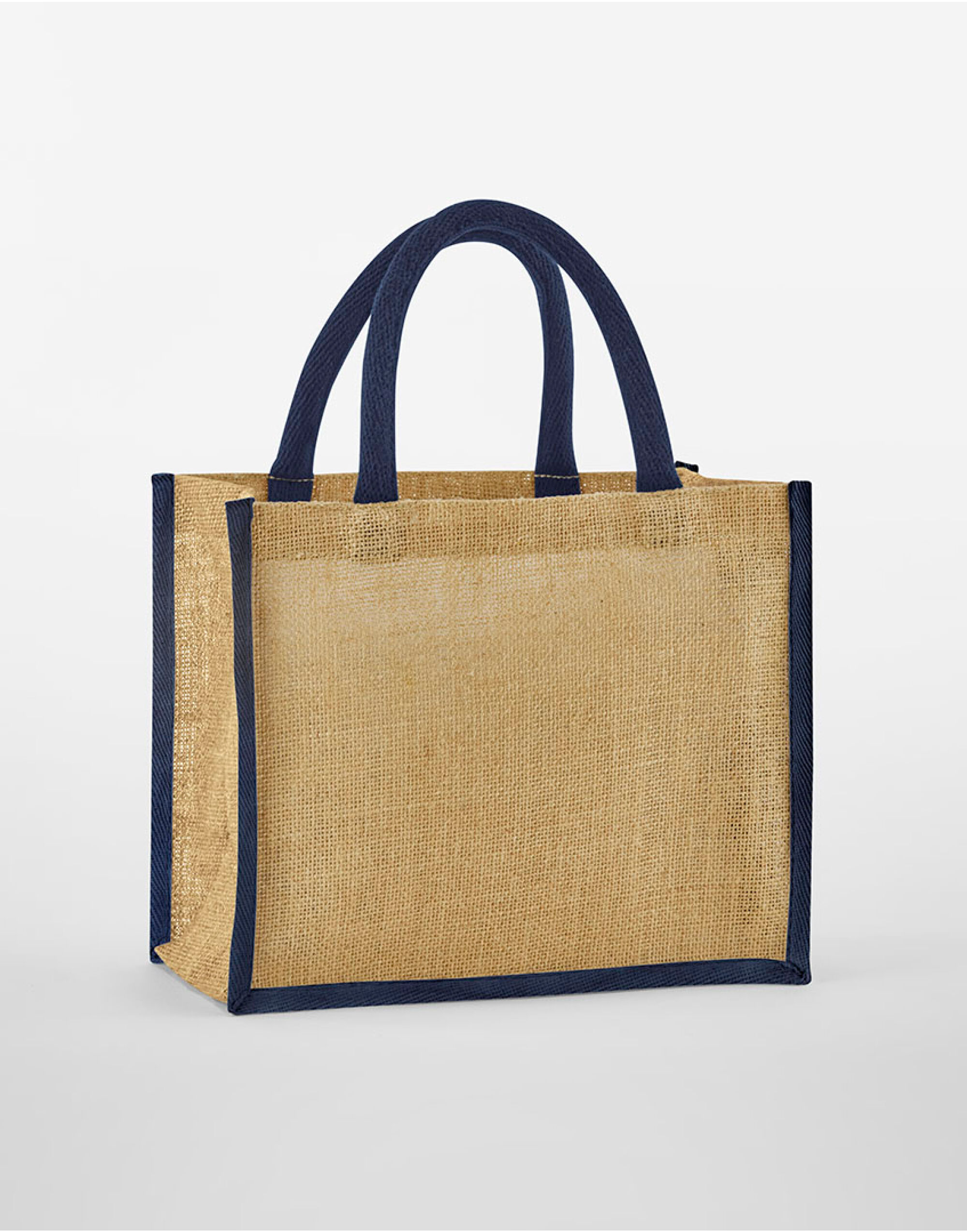W473 Natural Starched Jute Midi Tote Natural/Navy