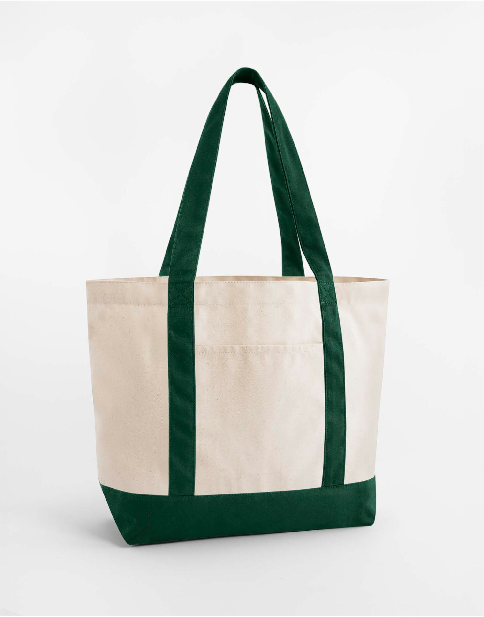 W804 EarthAware® Organic Varsity Shopper Natural/Bottle Green
