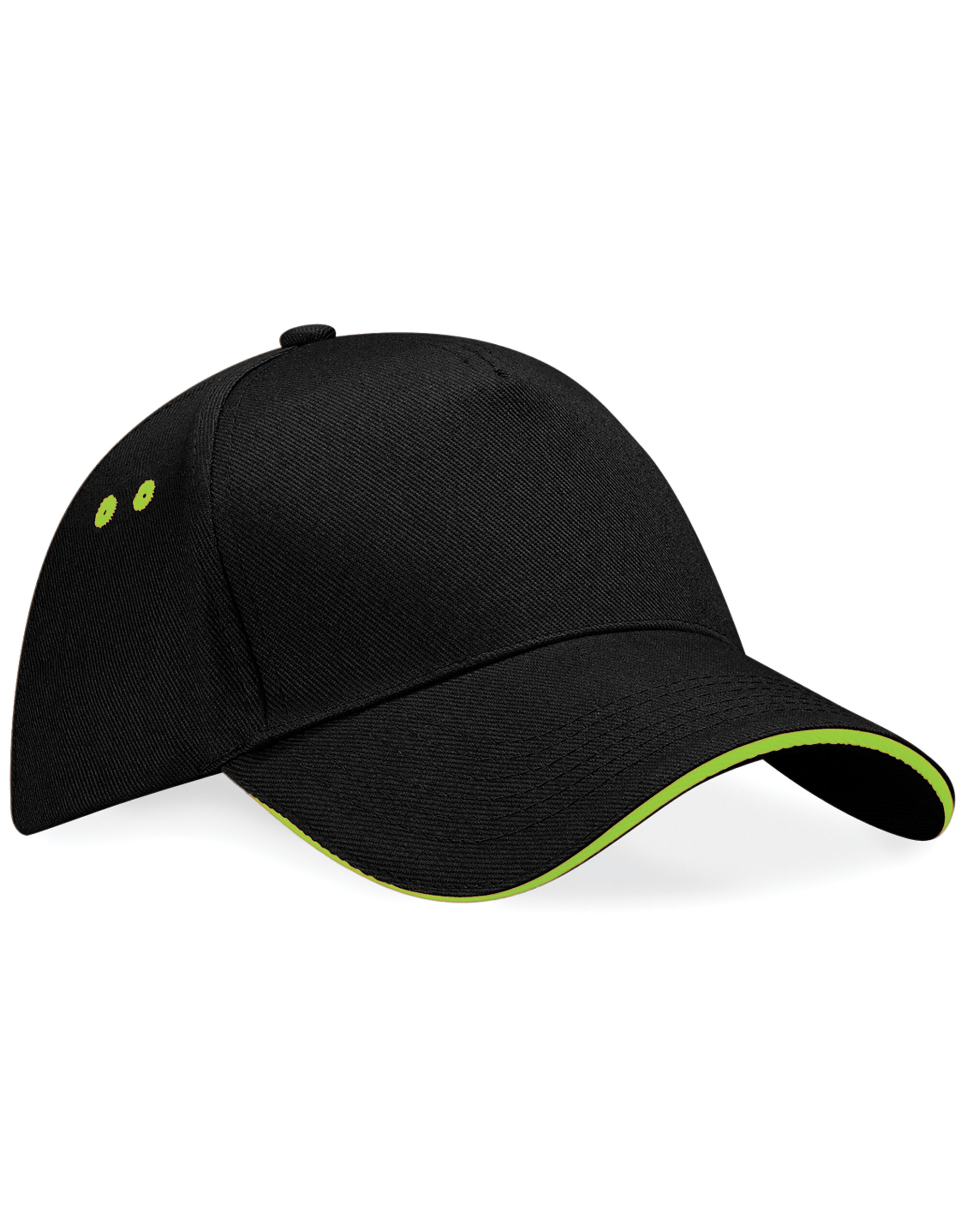 B15C Ultimate 5 Panel Cap Sandwich Peak Black/Lime Green