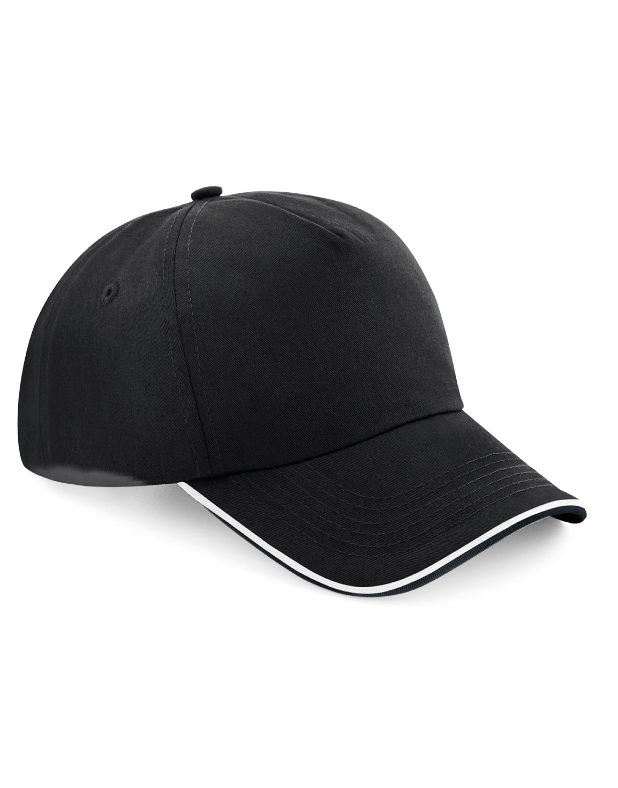 B25C Authentic 5 Panel Cap - Piped Peak Black/White