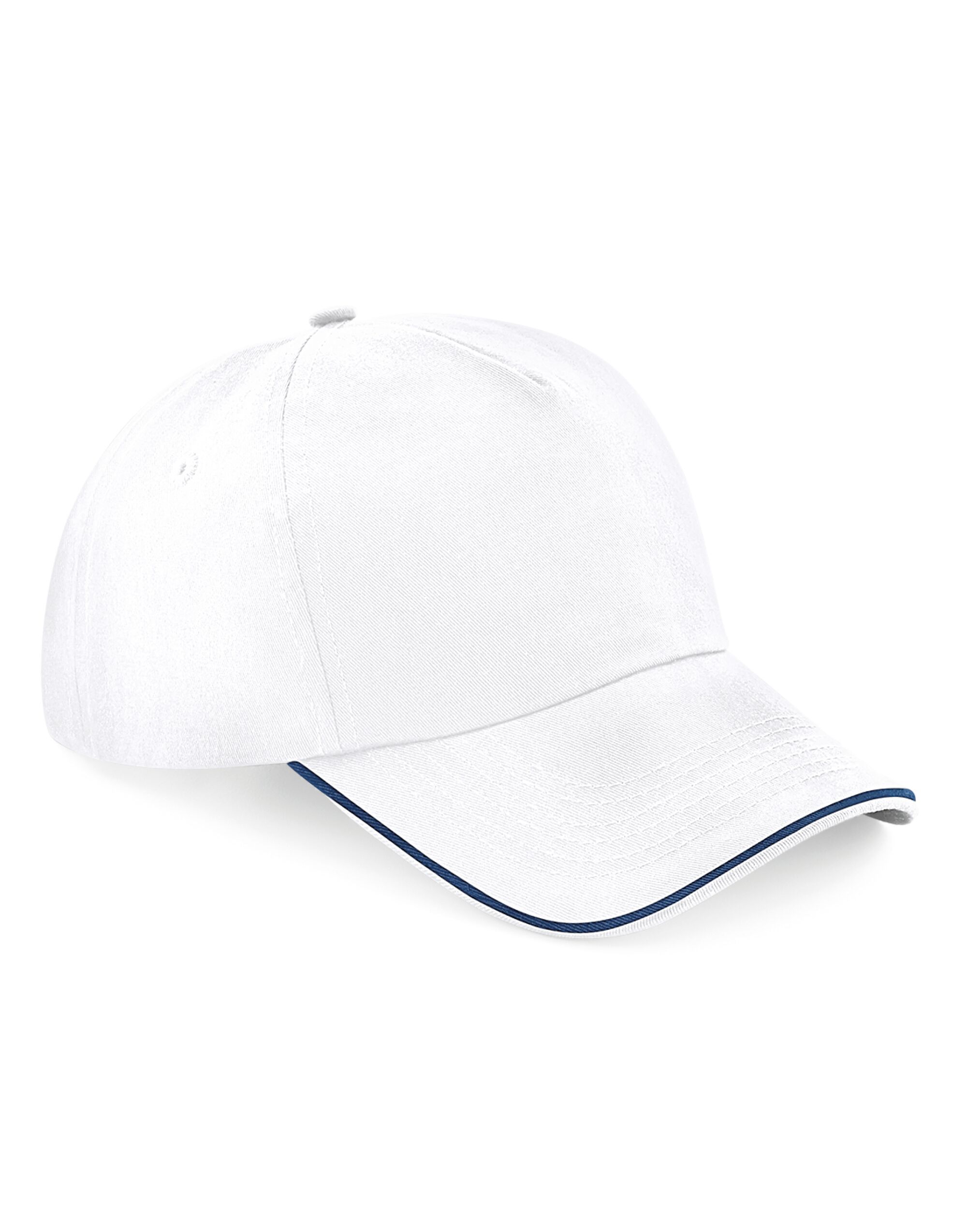B25C Authentic 5 Panel Cap - Piped Peak White/French Navy