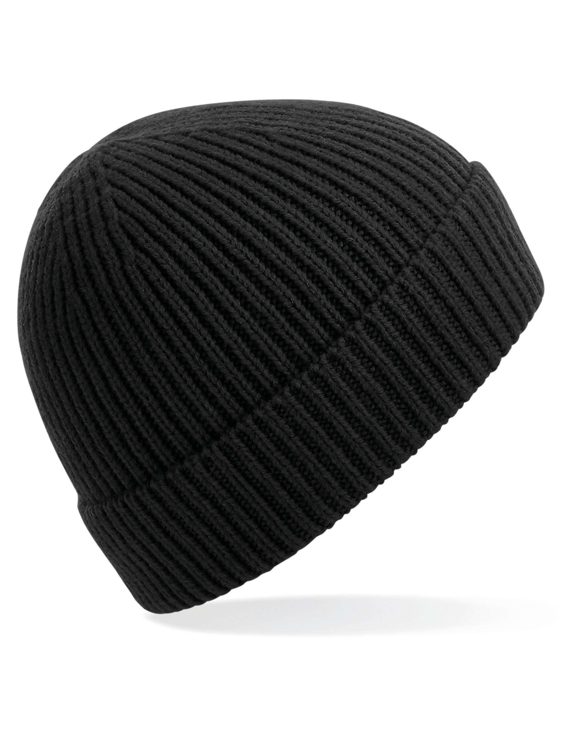 B380 Engineered Knit Ribbed Beanie Black