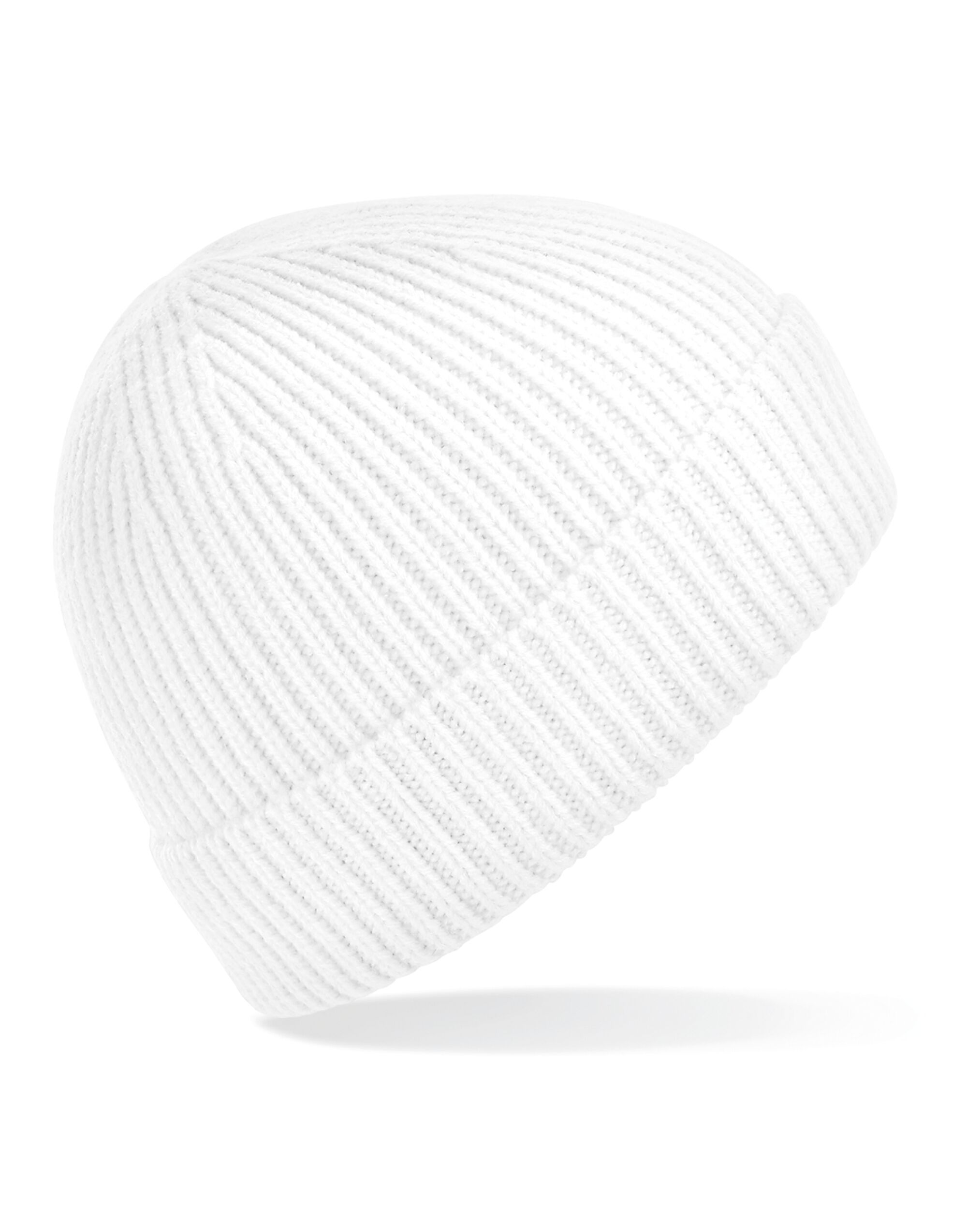 B380 Engineered Knit Ribbed Beanie White