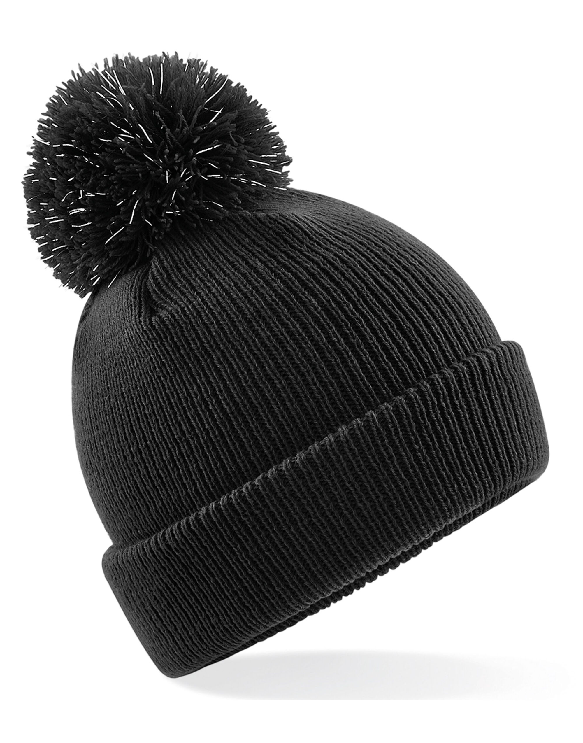 B406B Junior Reflective Bobble Beanie Black
