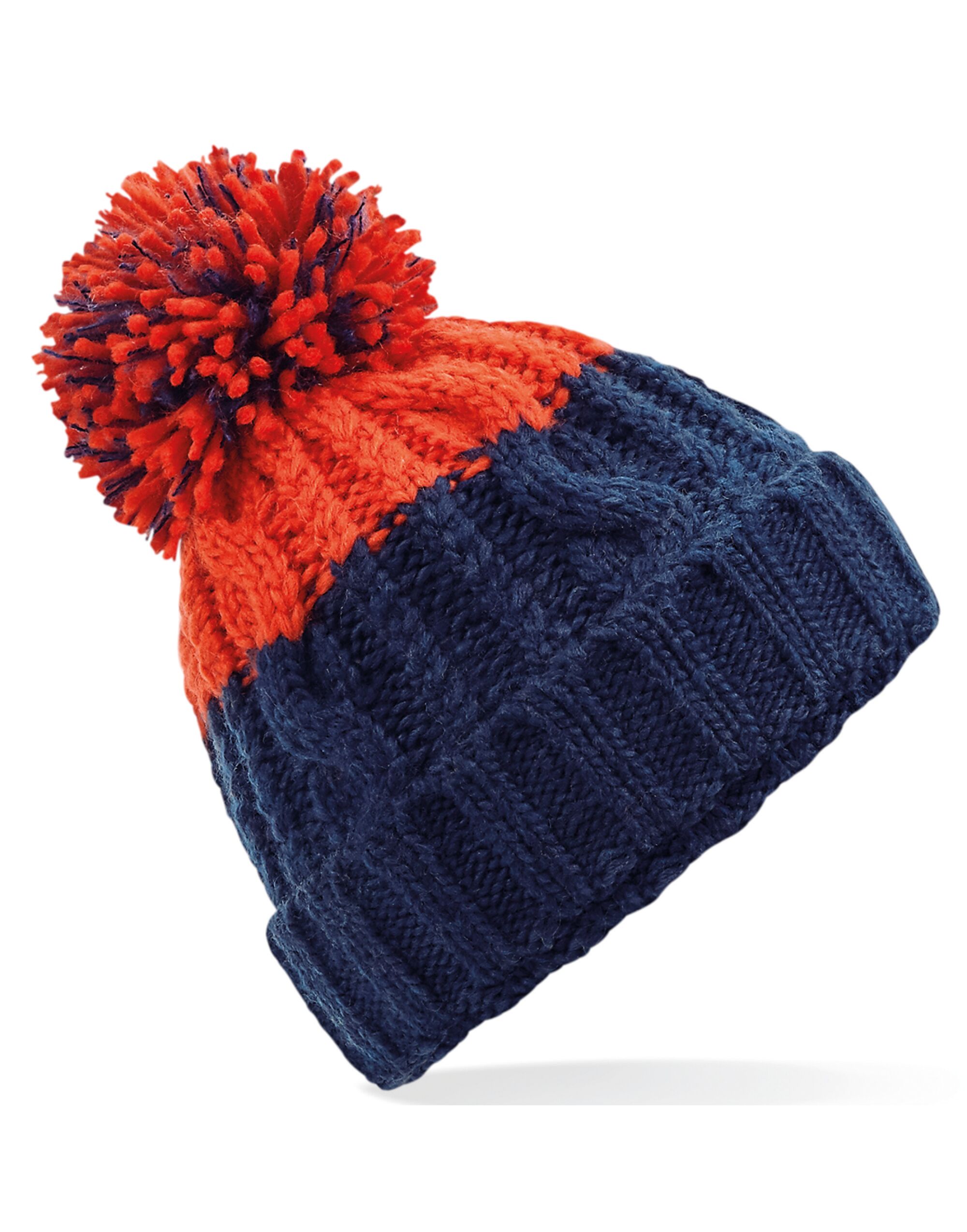 B437 Apres Beanie Oxford Navy/ Fire Red