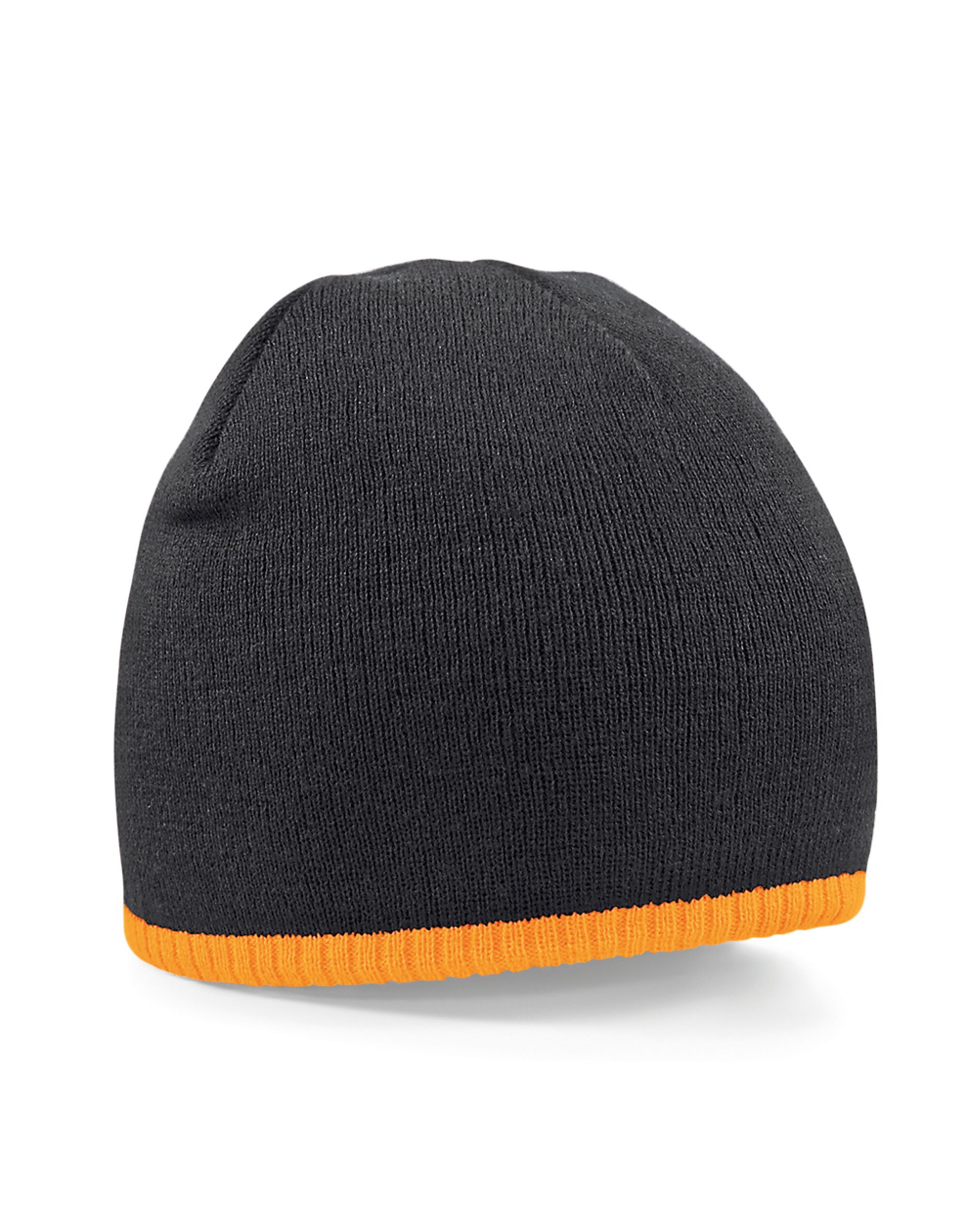 B44C Two-Tone Pull On Beanie Black/Fluorescent Orange