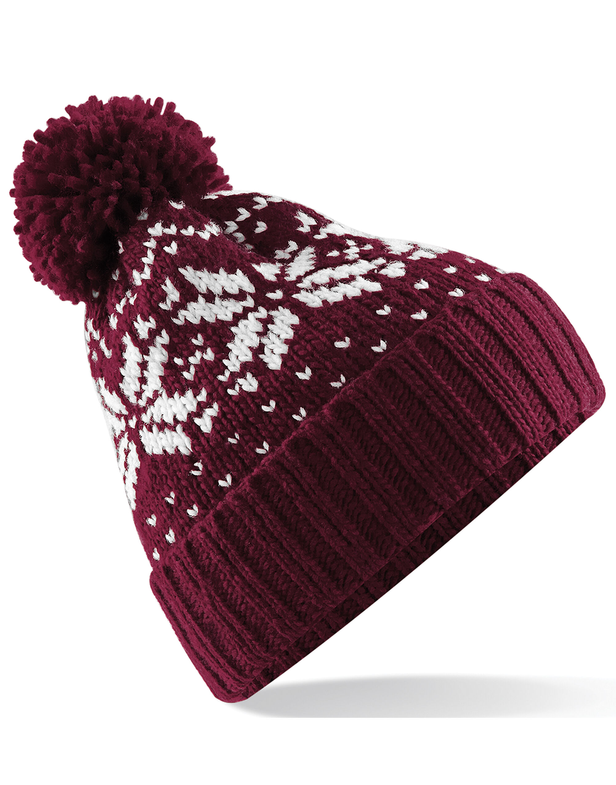 B456 Fair Isle Snowstar® Beanie Burgundy/White