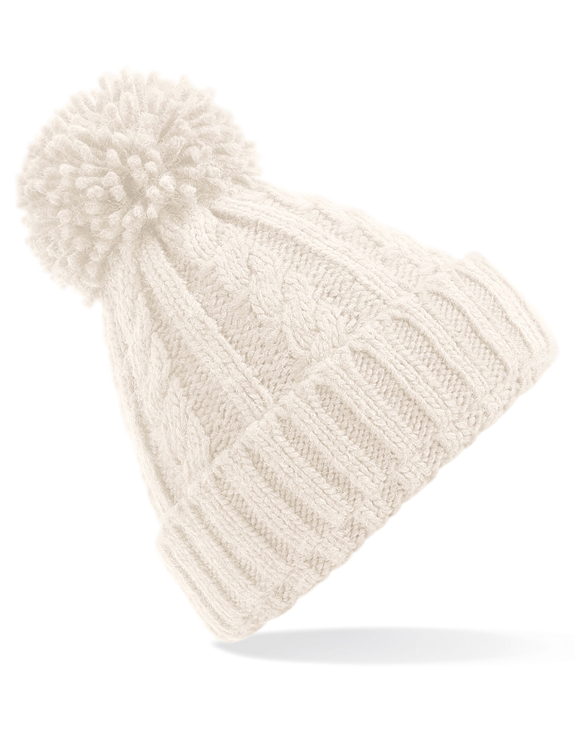 B480 Cable Knit Melange Beanie Oatmeal