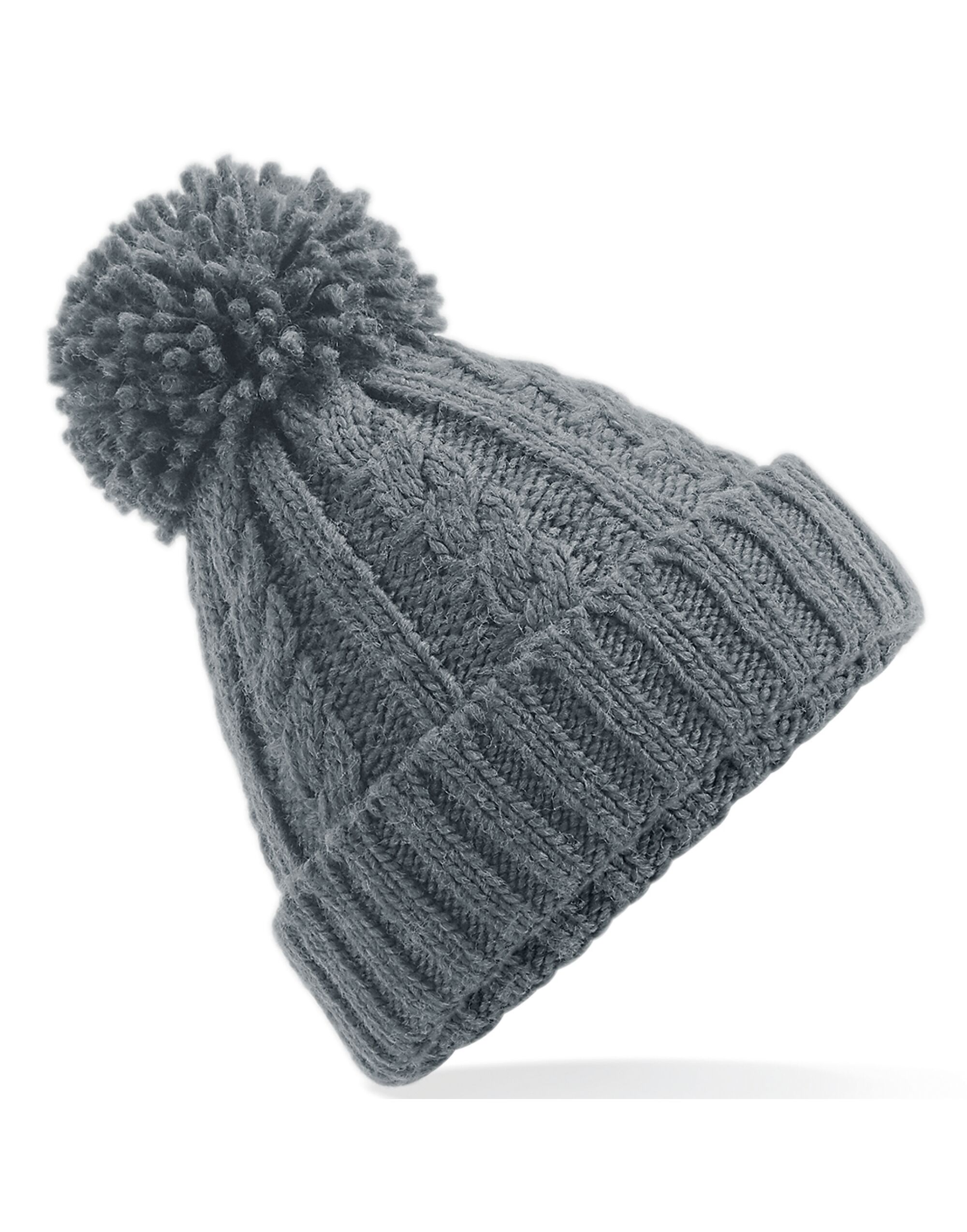 B480 Cable Knit Melange Beanie Light Grey