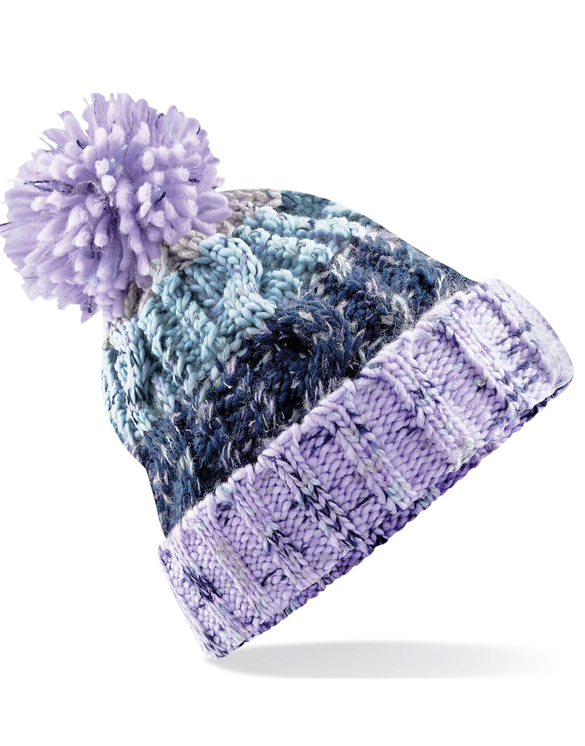 B486 Corkscrew Pom Pom Beanie Lavender Fizz