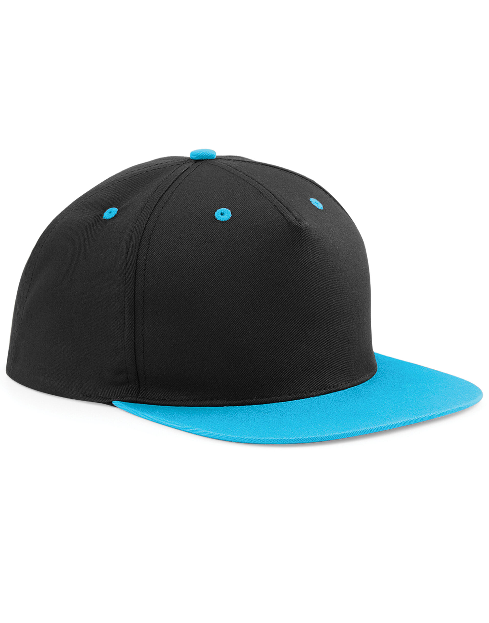 B610C 5 Panel Contrast Snapback Black/ Surf Blue