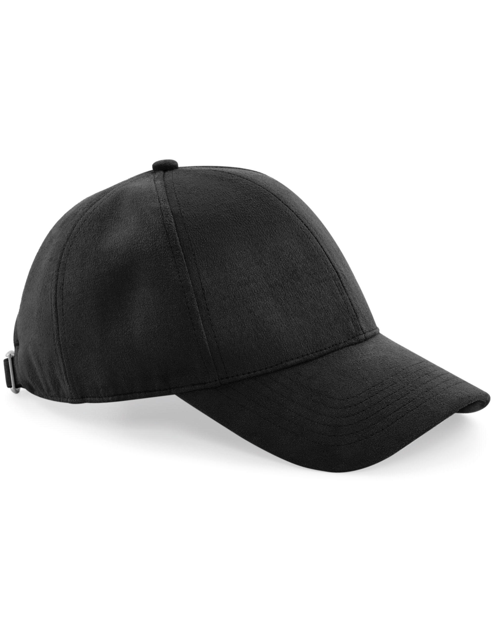 B656 Faux Suede 6 Panel Cap Black