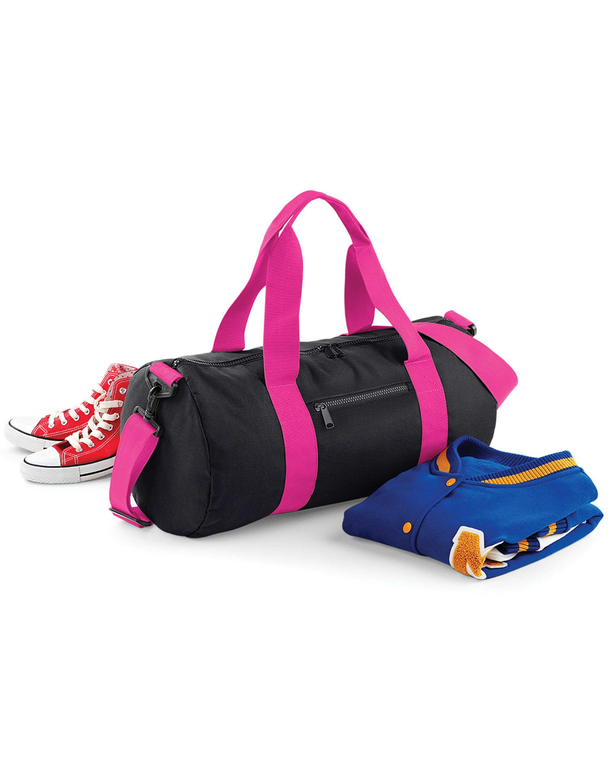 BG140 Original Barrel Bag Black/Fuchia