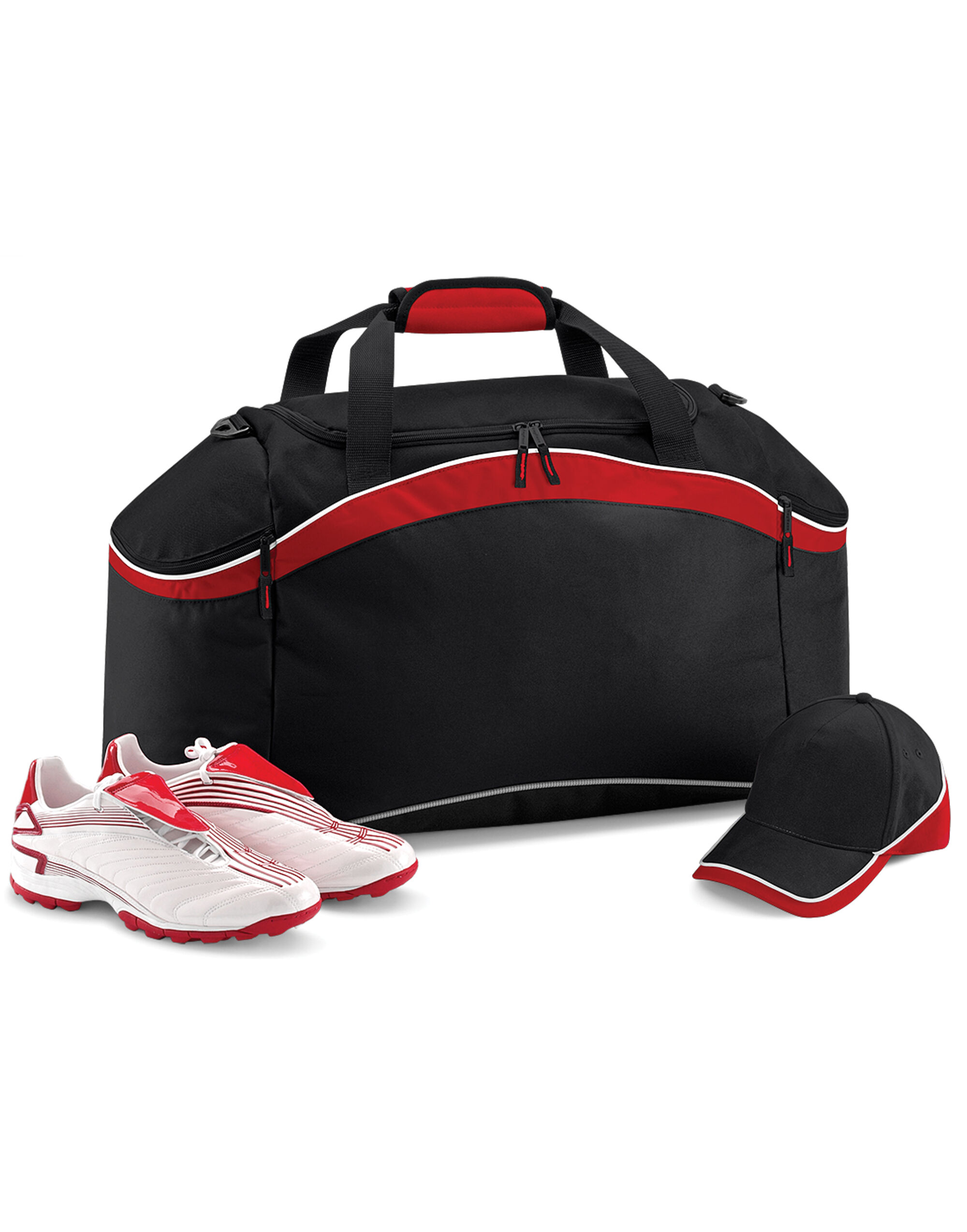 BG572 Teamwear Holdall Black/Classic Red/White