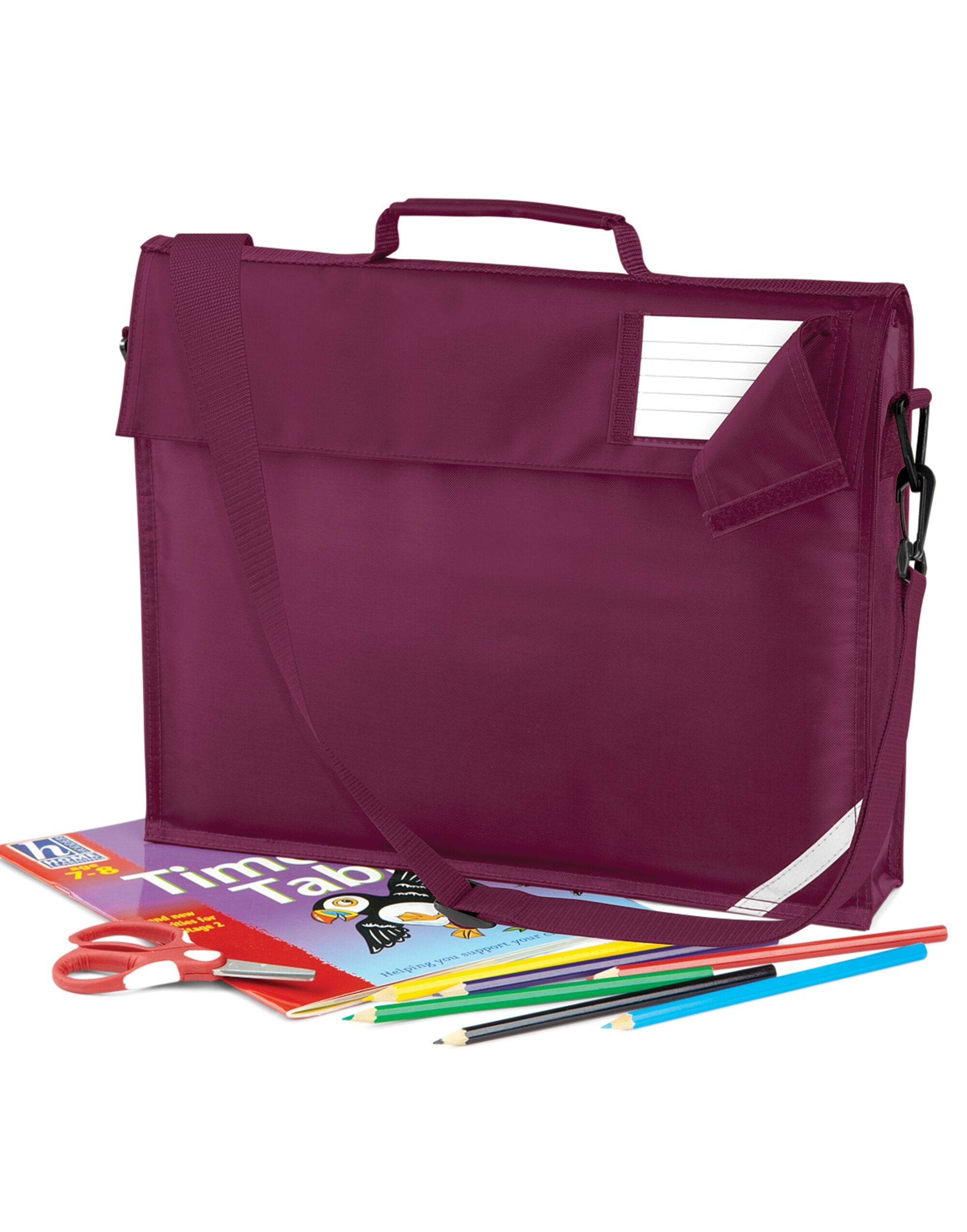 QD457 Junior Book Bag With Strap Burgundy