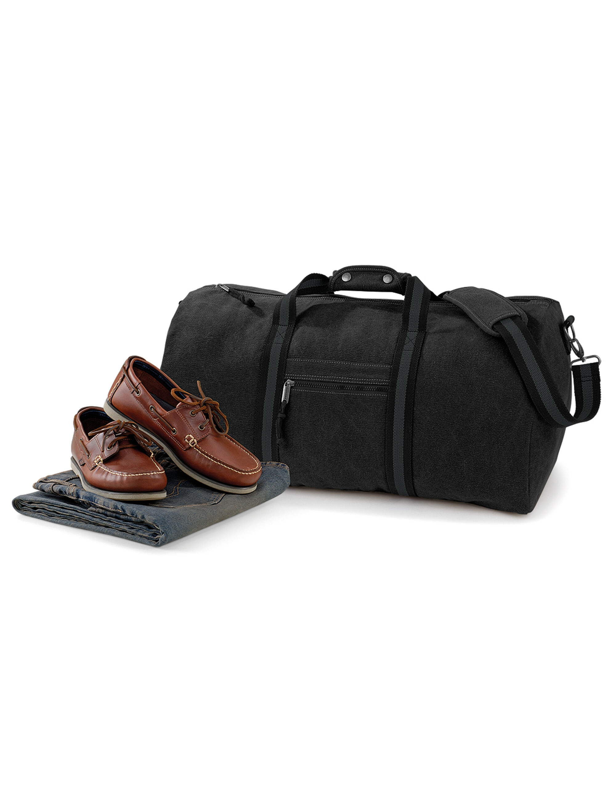 QD613 Vintage Canvas Holdall Vintage Black