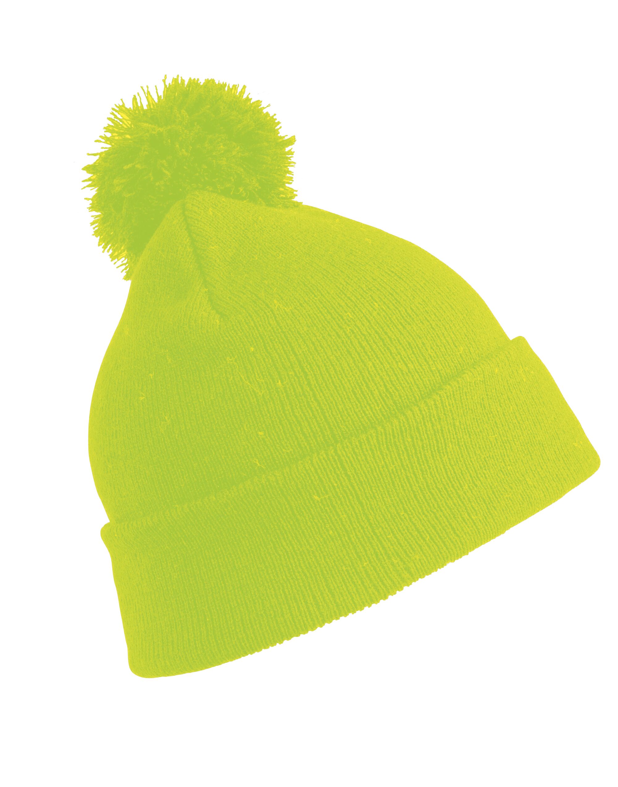 RC028J Junior Pom Pom Beanie Fluoresent Yellow
