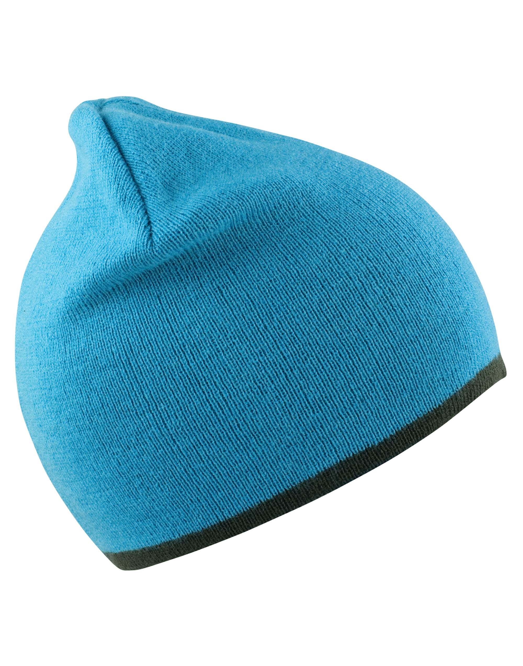 RC46 Soft Feel Cuffless Reversible Beanie Aqua/Grey