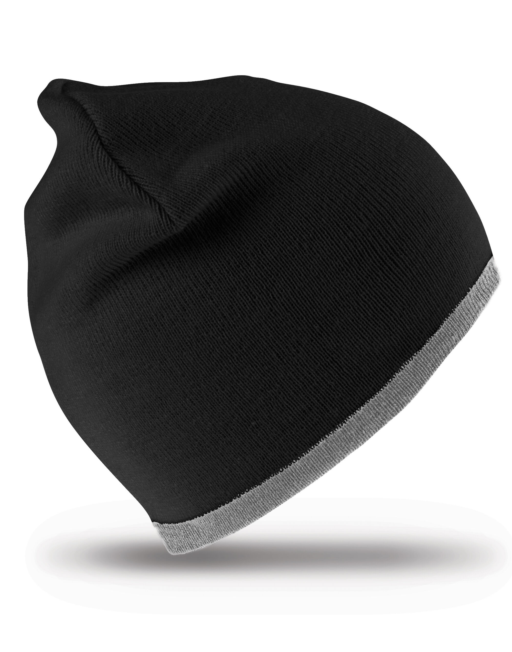 RC46 Soft Feel Cuffless Reversible Beanie Black/ Grey