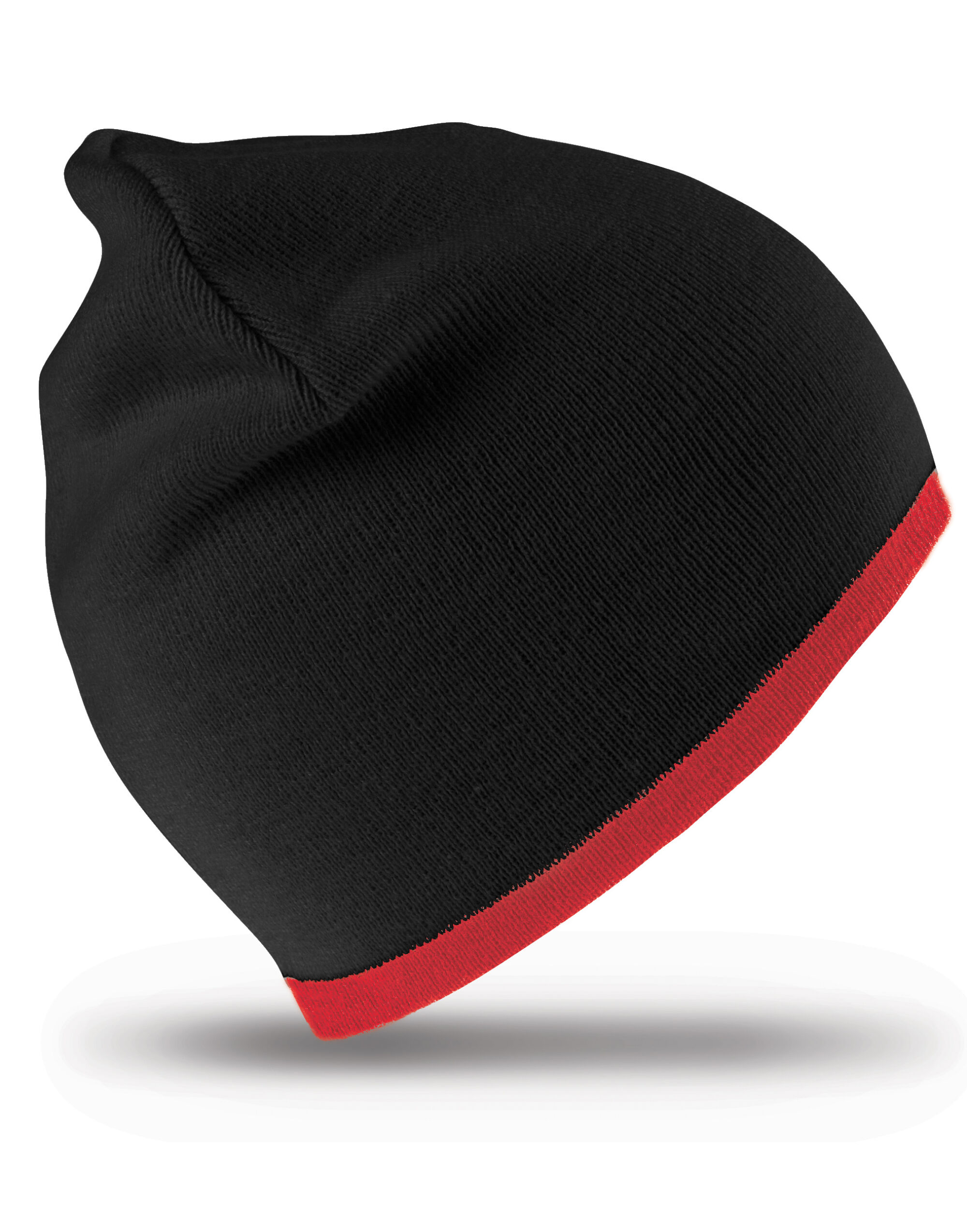 RC46 Soft Feel Cuffless Reversible Beanie Black/Red