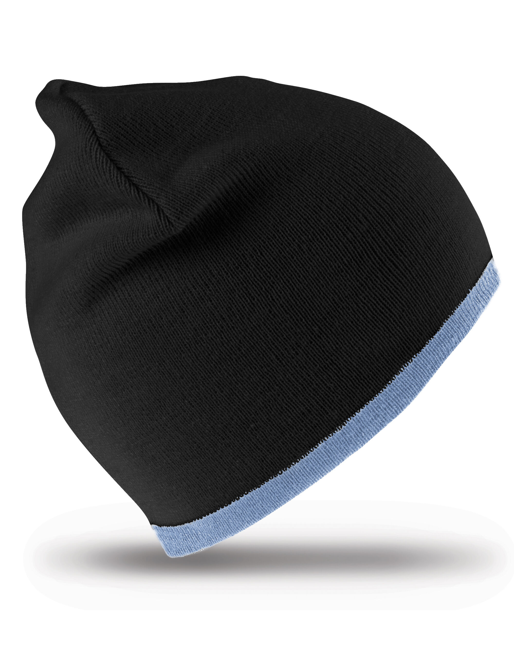 RC46 Soft Feel Cuffless Reversible Beanie Black/Sky