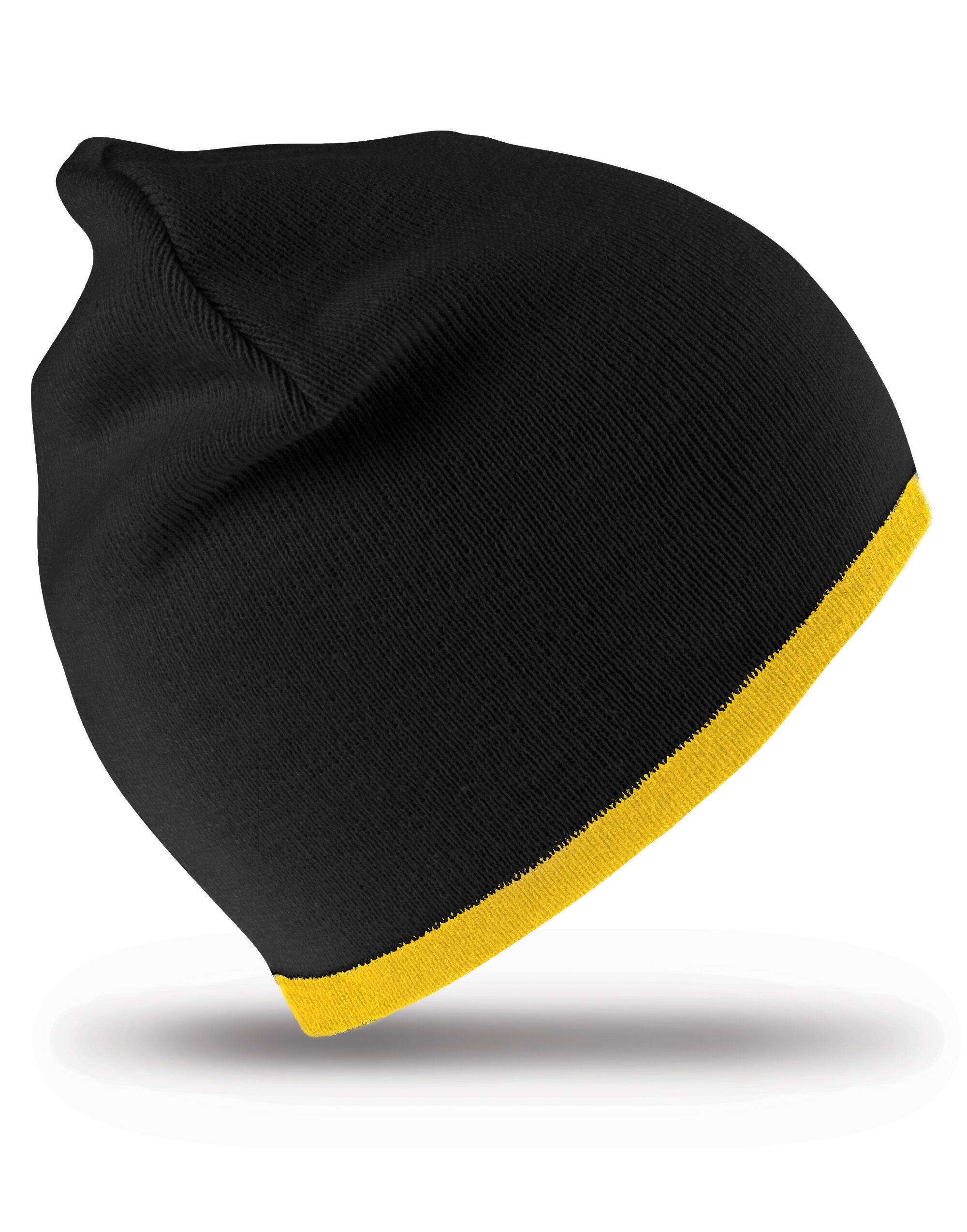 RC46 Soft Feel Cuffless Reversible Beanie Black/Yellow
