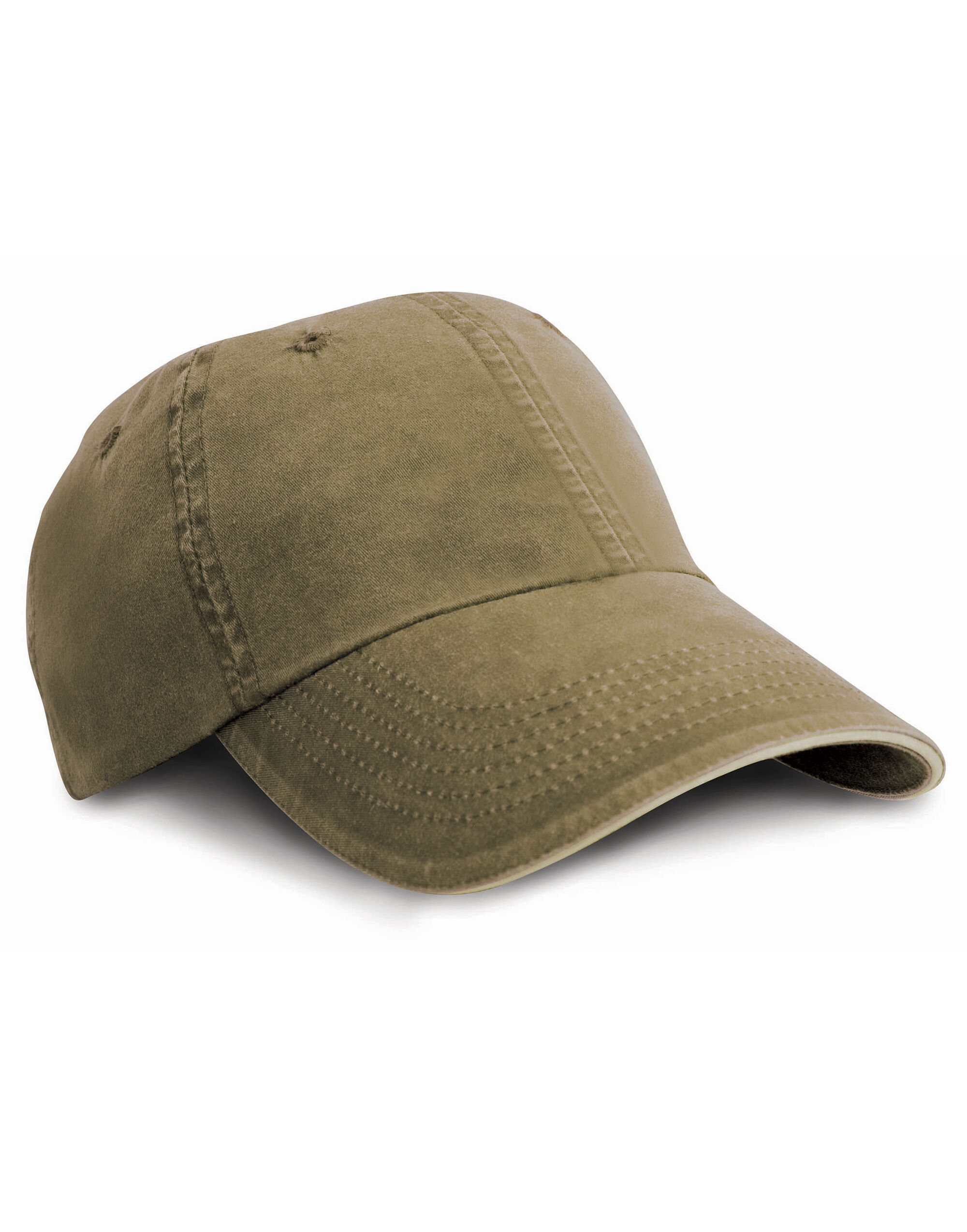 RC54 Washed Fine Line Cotton Cap with Sandwich Peak Olive/Stone