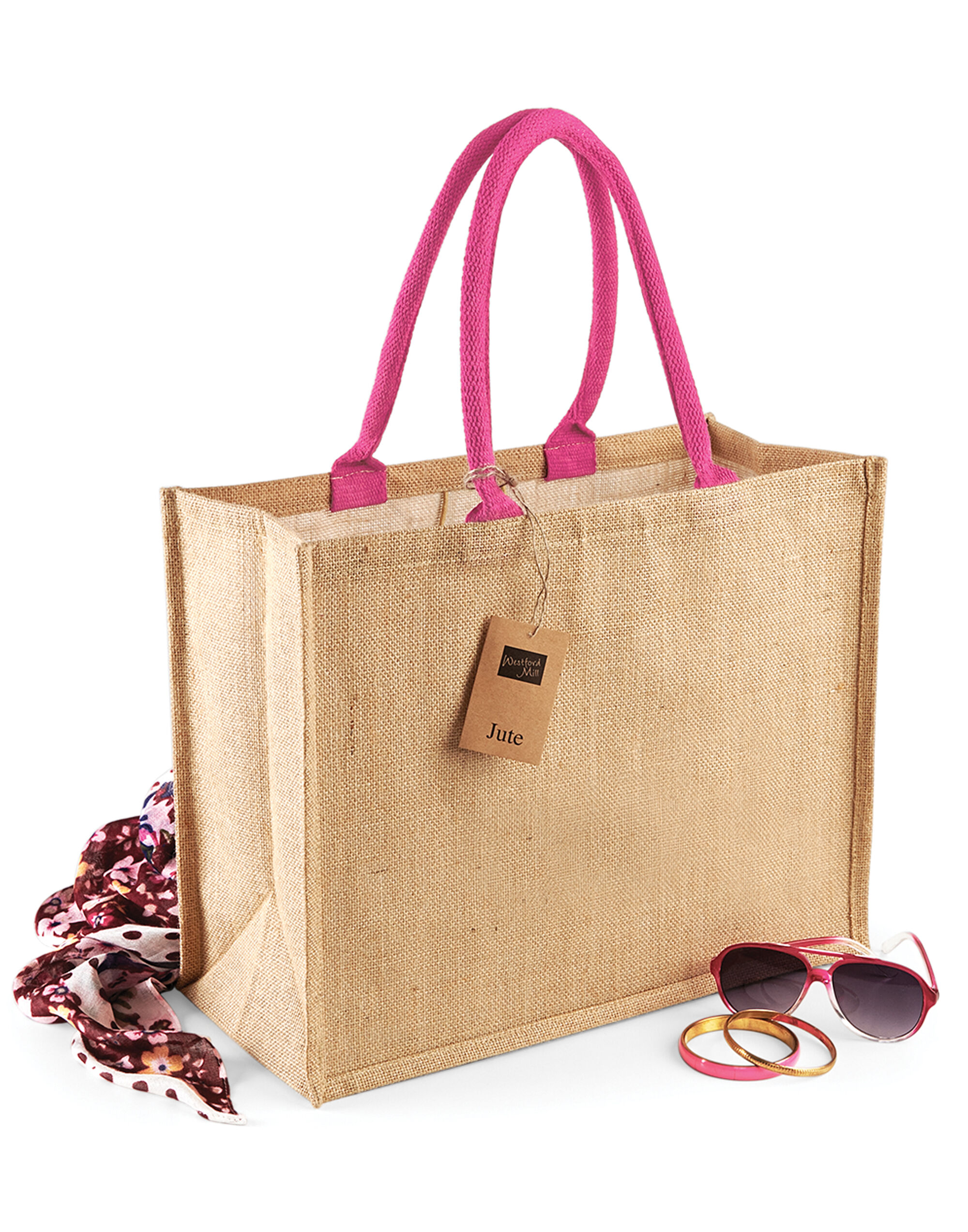W407 Jute Classic Shopper Natural/Fuchsia