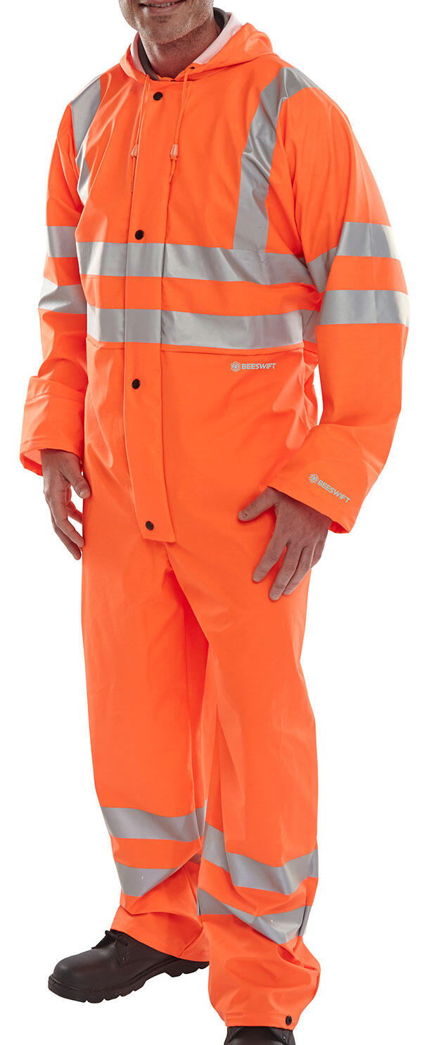 Beeswift Hi-Vis Pu Breathable Coverall Orange