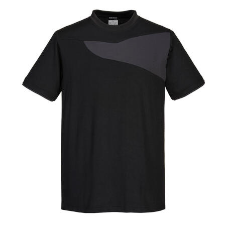 Portwest PW211 PW2 Cotton Comfort T-Shirt S/S Black/Zoom Grey