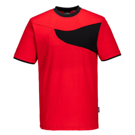 Portwest PW211 PW2 Cotton Comfort T-Shirt S/S Red/Black