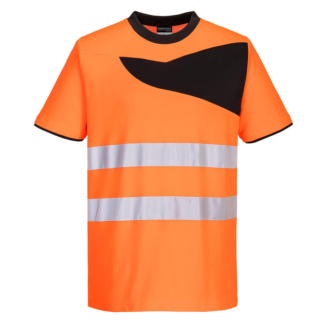 Portwest PW213 PW2 Hi-Vis Cotton Comfort T-Shirt S/S Orange/Black