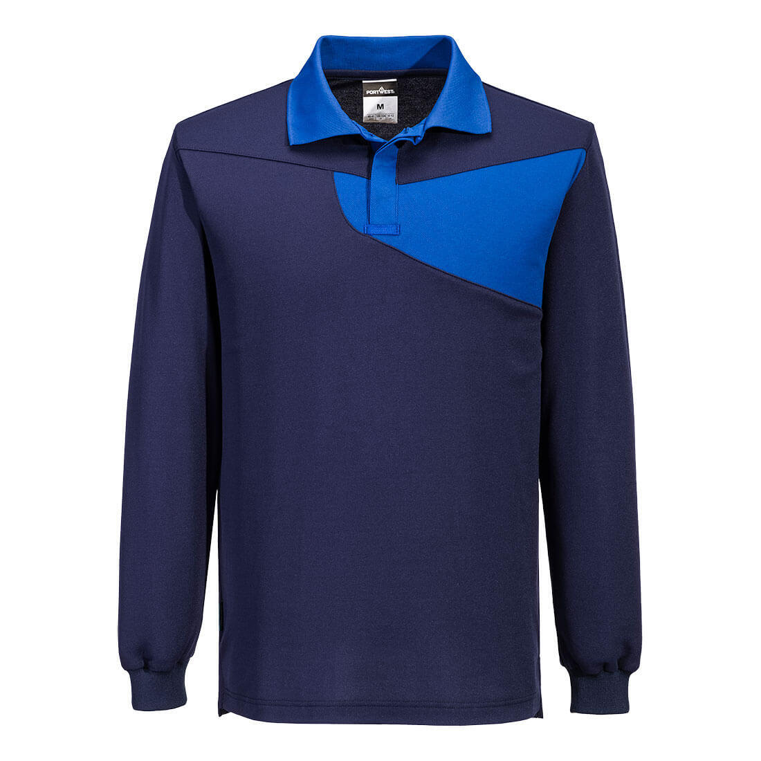 Portwest PW218 PW2 Cotton Comfort Polo Shirt L/S Navy/Royal
