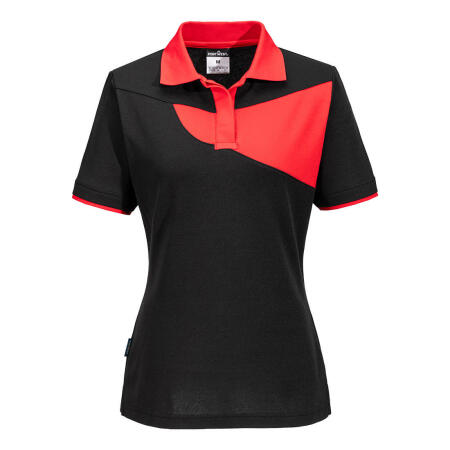 Portwest PW219 PW2 Women's Polo Shirt S/S Black/Red